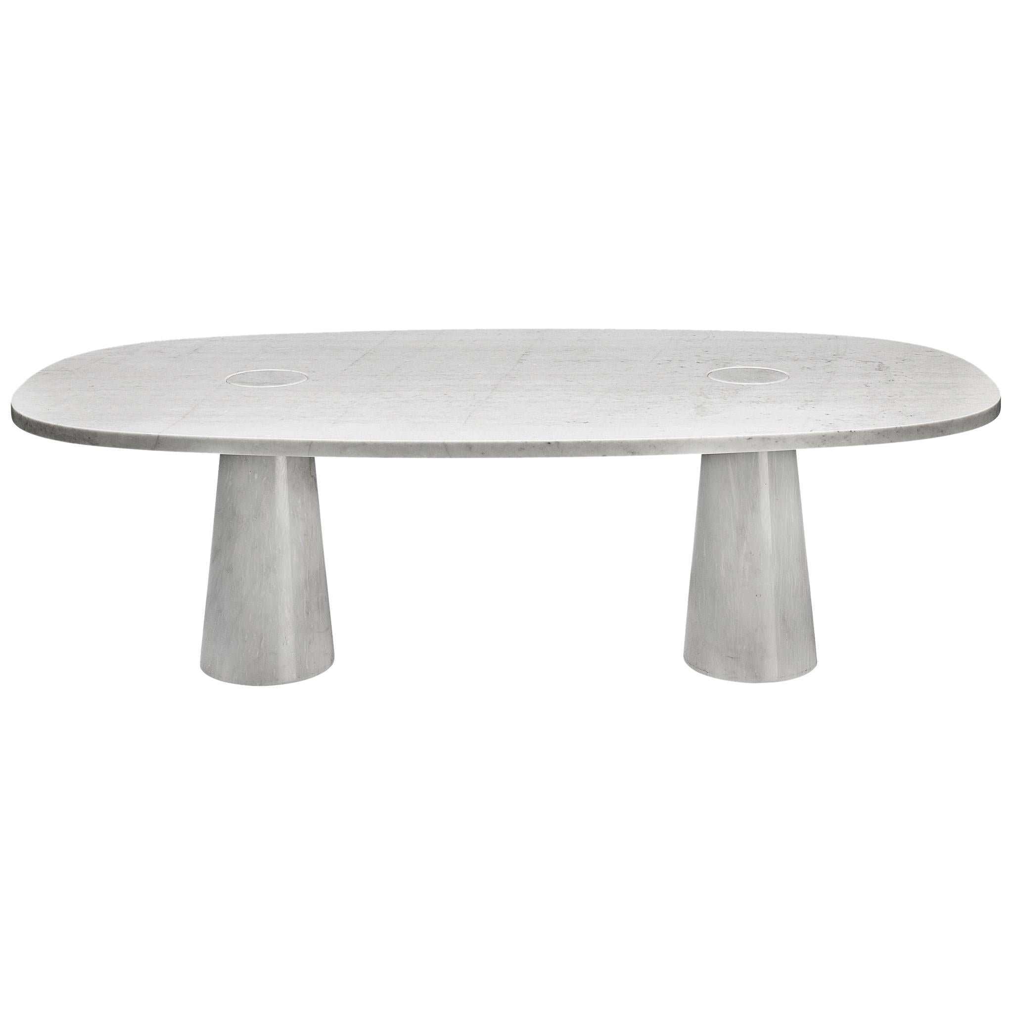Angelo Mangiarotti 'Eros' Oval Dining Table in White Marble