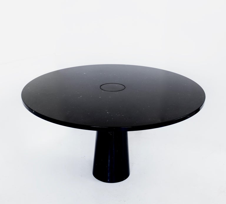Angelo Mangiarotti Eros Round Dining Table in Black Marquina Marble for Skipper In Excellent Condition In Chicago, IL
