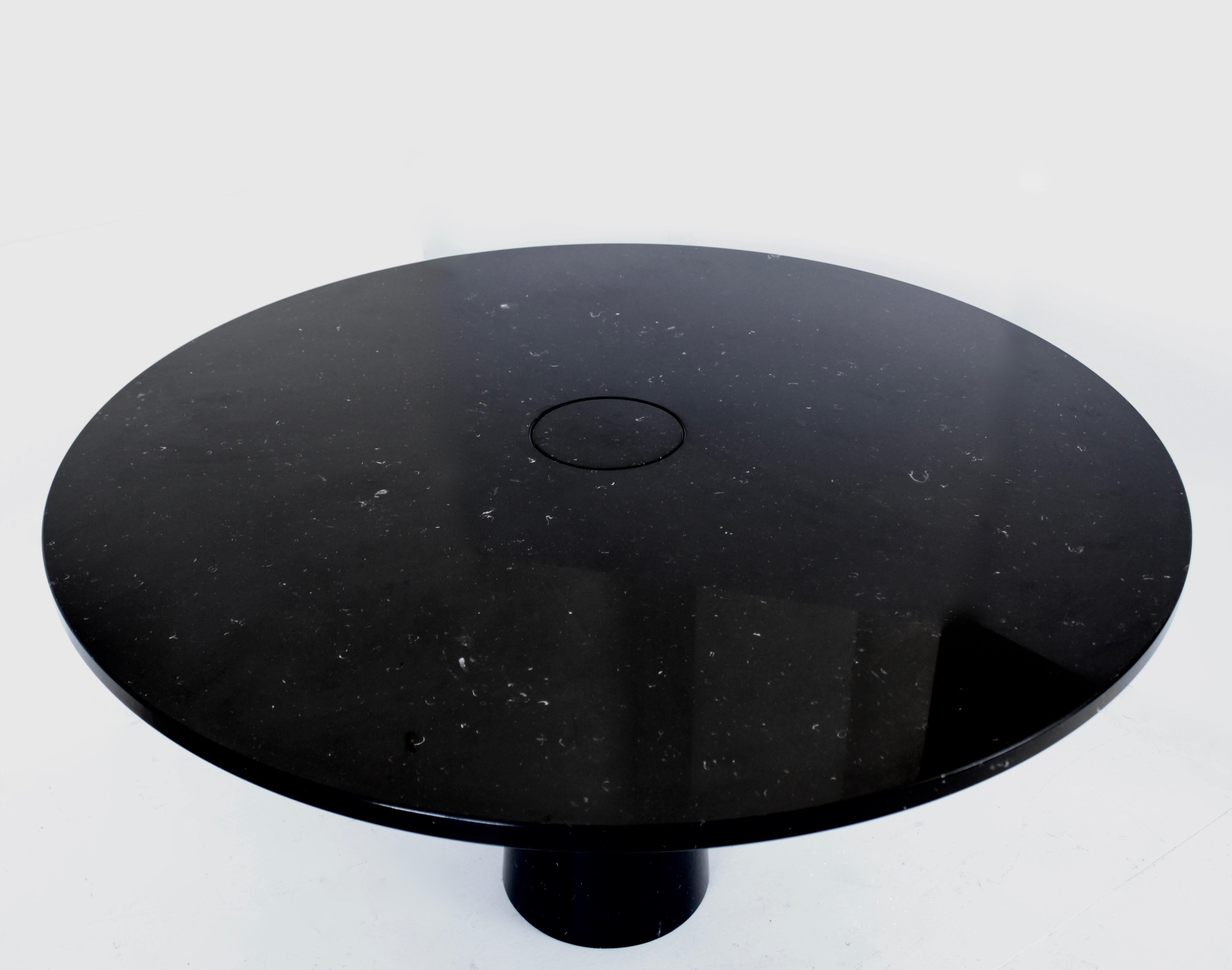 Mid-Century Modern Angelo Mangiarotti Eros Round Dining Table in Black Marquina Marble for Skipper