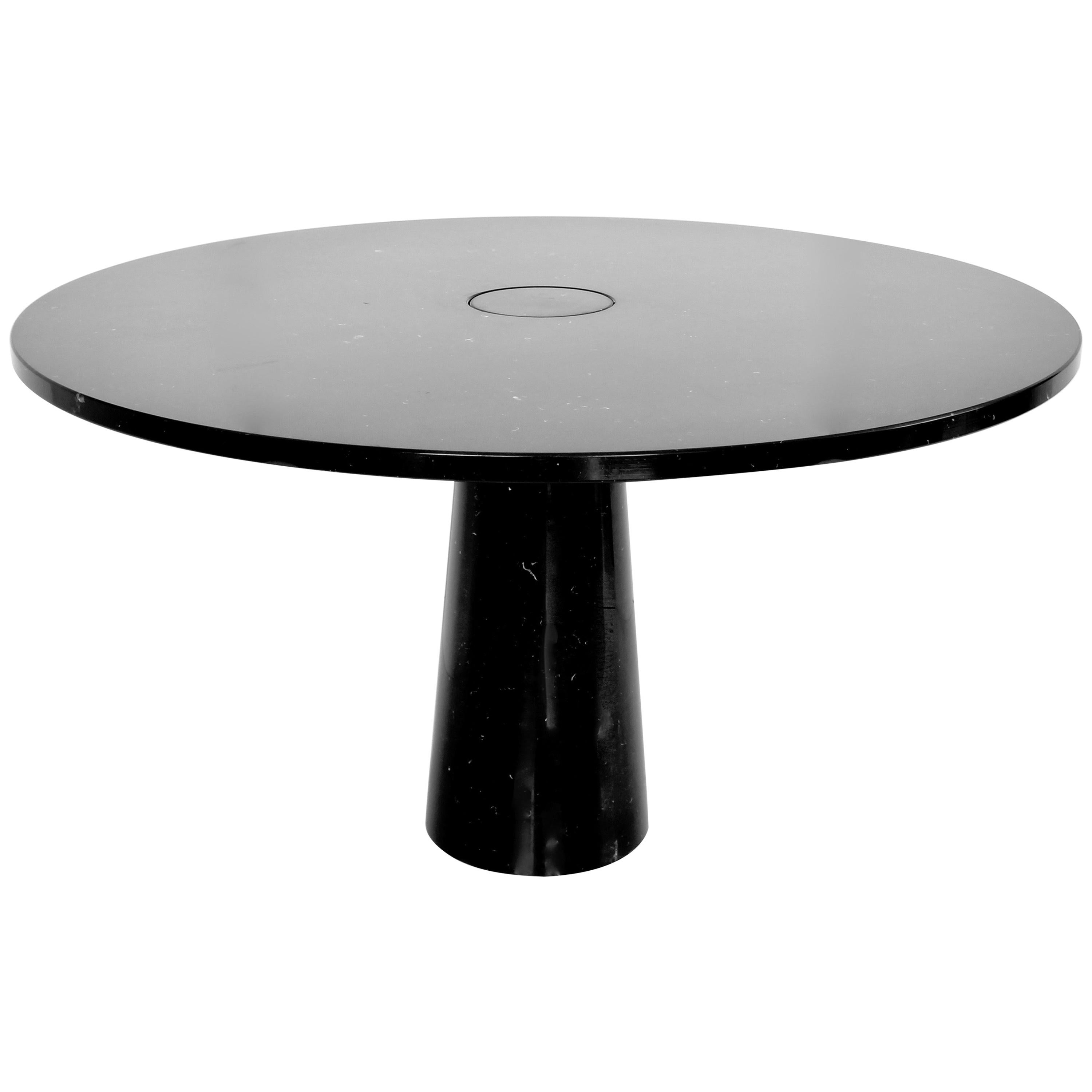 Angelo Mangiarotti Eros Round Dining Table in Black Marquina Marble for Skipper