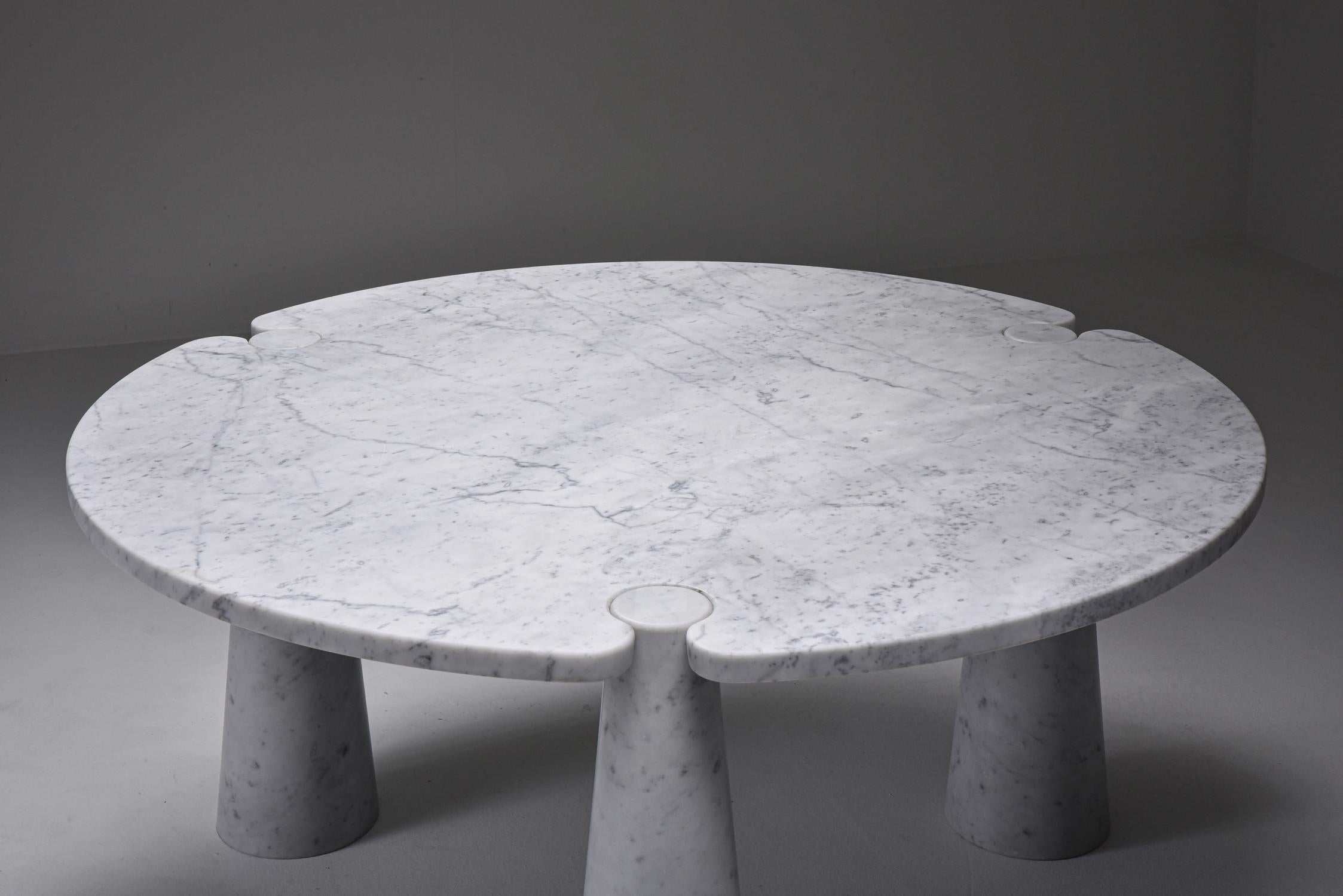 Italian Angelo Mangiarotti 'Eros' Round Marble Dining Table, 1970s