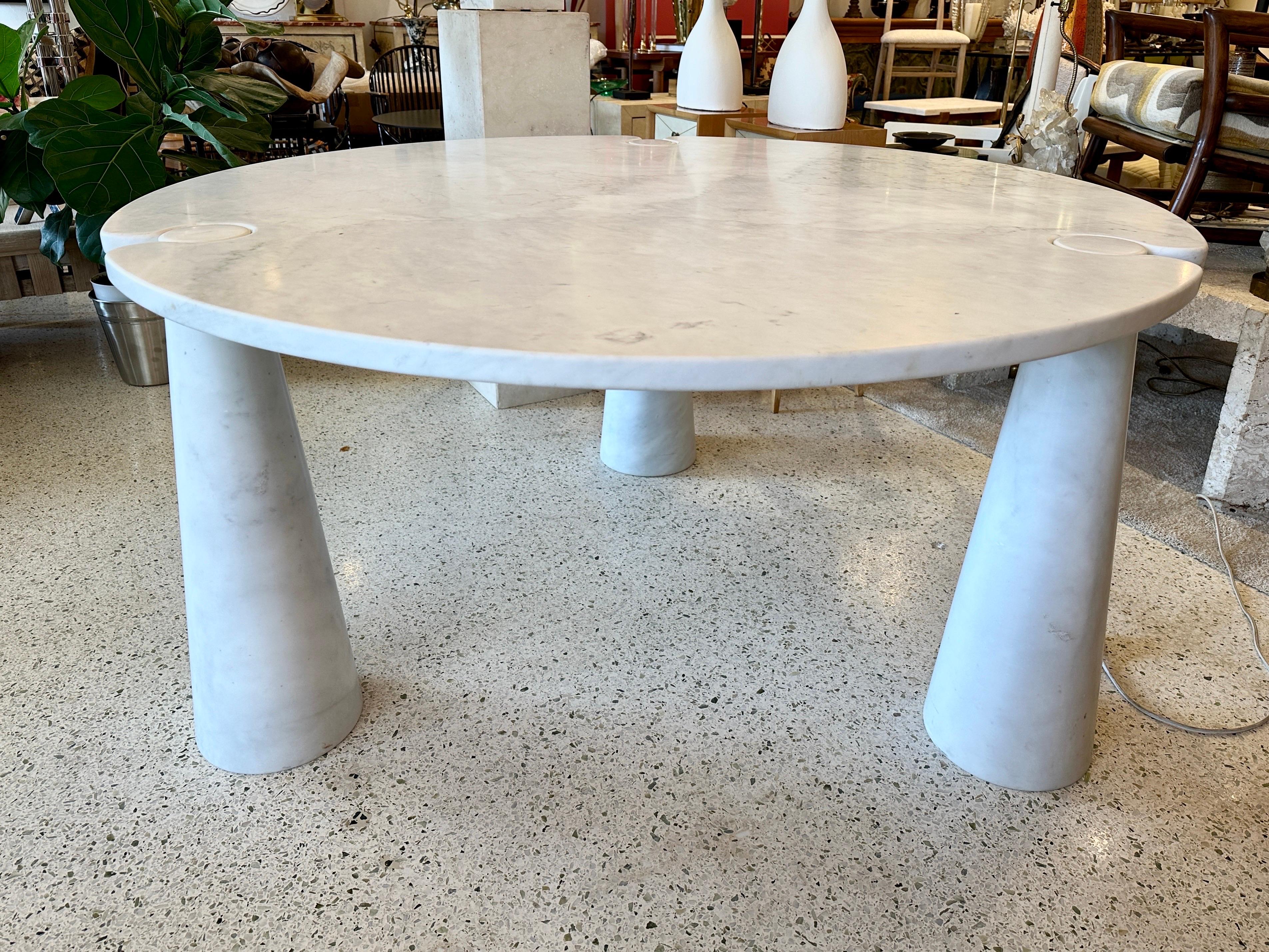 Angelo Mangiarotti 'Eros' Round Marble Dining Table, Italy, 1970s In Good Condition For Sale In East Hampton, NY