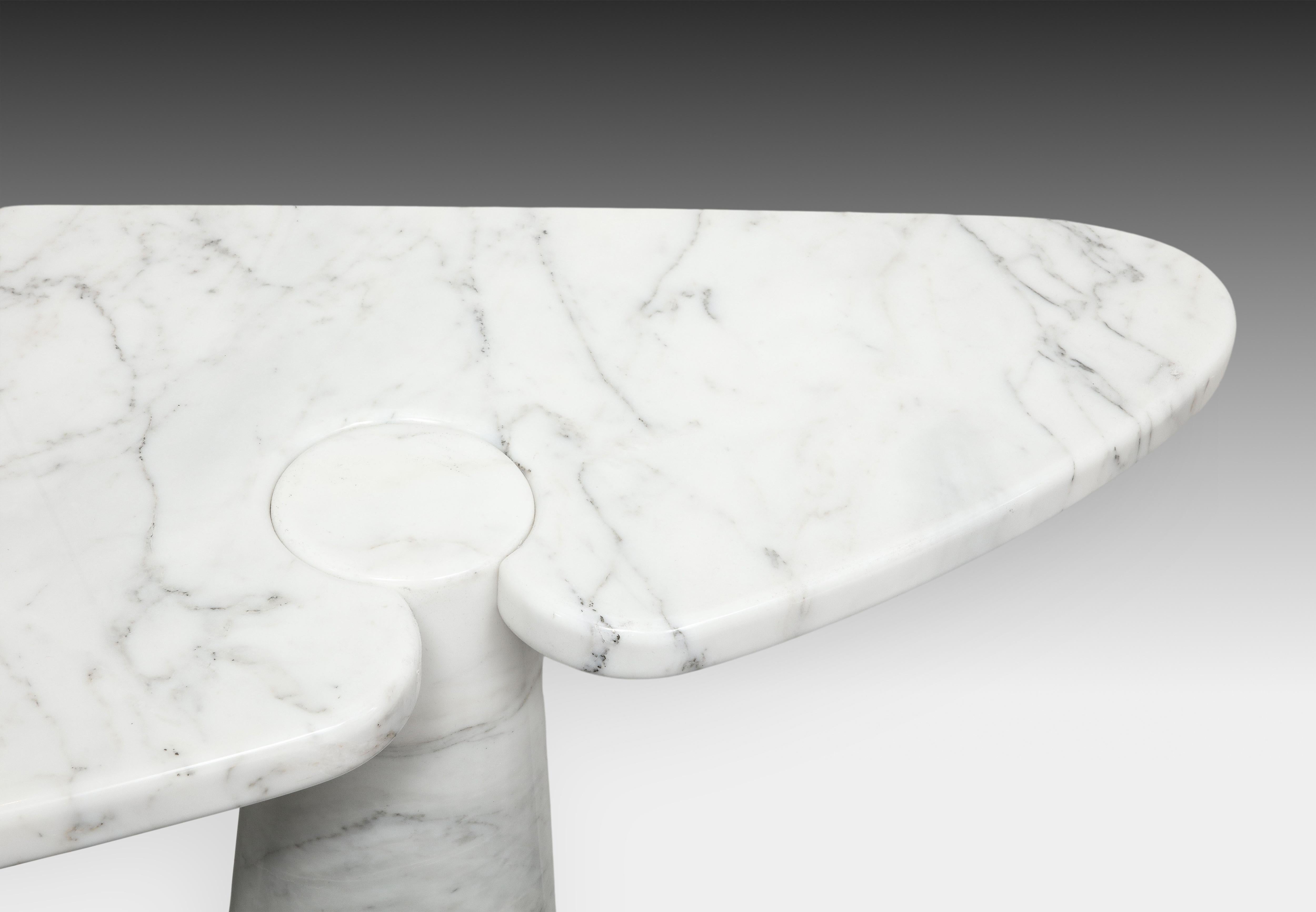 Late 20th Century Angelo Mangiarotti Eros Series Carrara Marble Console Table, Skipper Label For Sale