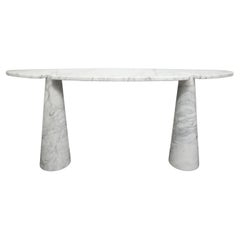 Angelo Mangiarotti Eros Series Carrara Marble Console Table, Skipper Label