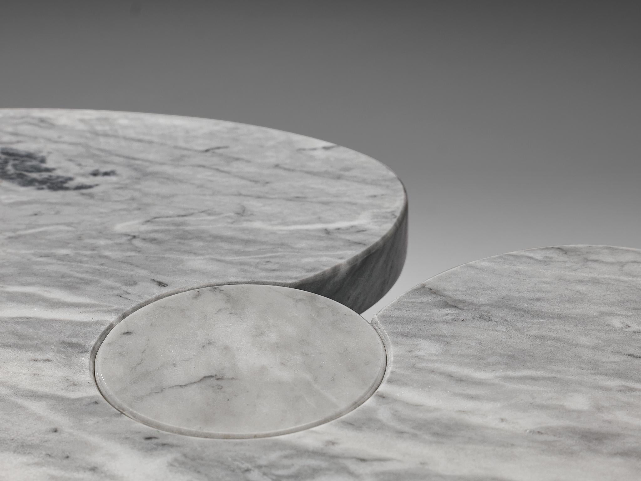 Mid-Century Modern Angelo Mangiarotti 'Eros' Side Table in Carrara Marble