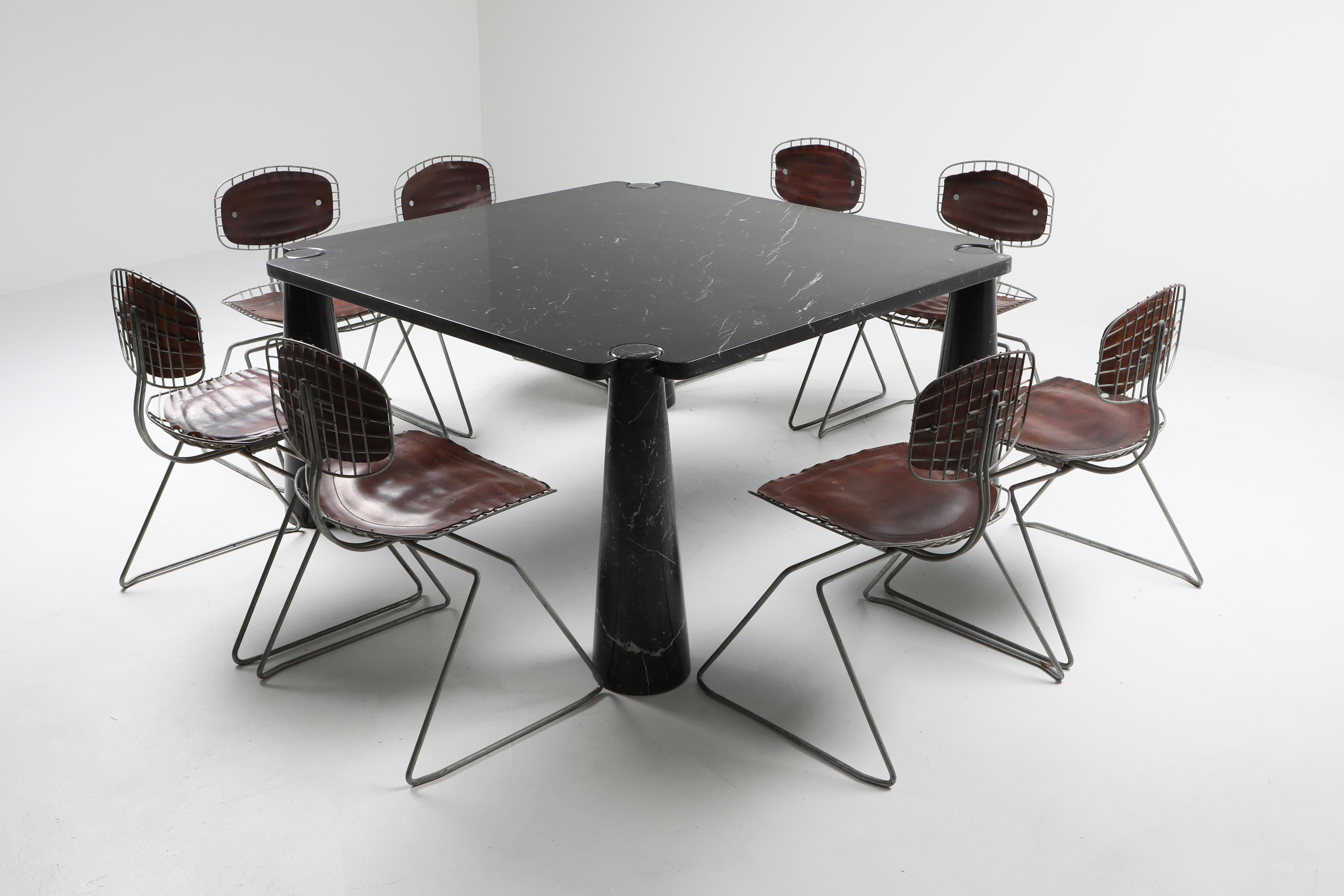 Angelo Mangiarotti 'Eros' Square Marble Dining Table In Excellent Condition In Antwerp, BE