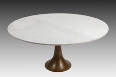 Angelo Mangiarotti Seltener Esstisch aus Carrara-Marmor und Bronze