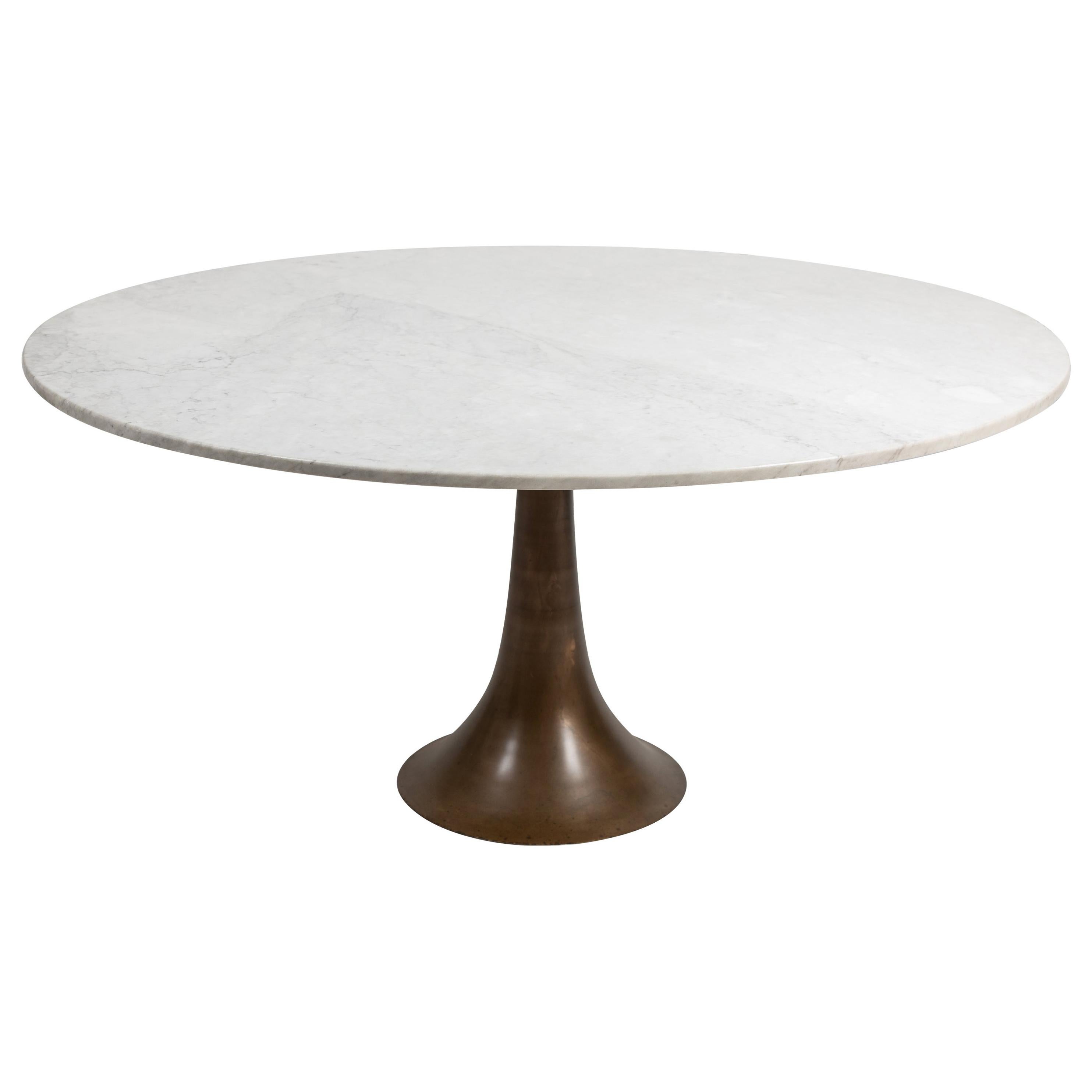 Angelo Mangiarotti Rare Carrara Marble and Bronze Center / Dining Table