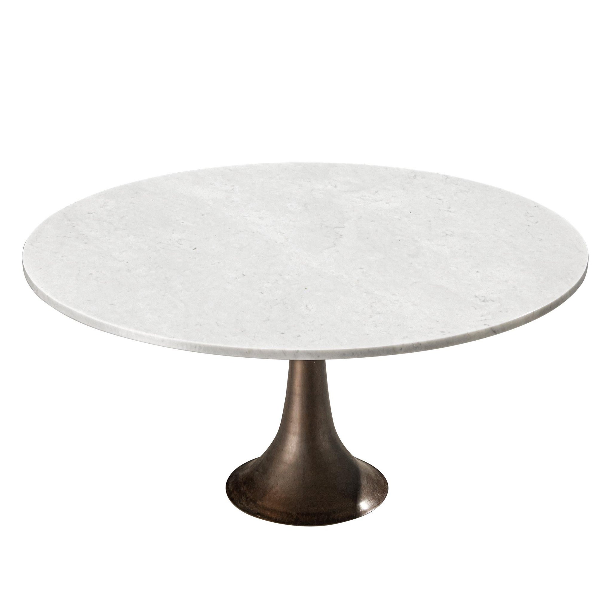 Angelo Mangiarotti for Bernini Sculptural Dining Table 302 in Marble and Bronze