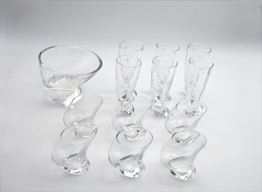 Italian Angelo Mangiarotti for Cristallerie Il Colle 1970s drinking set For Sale