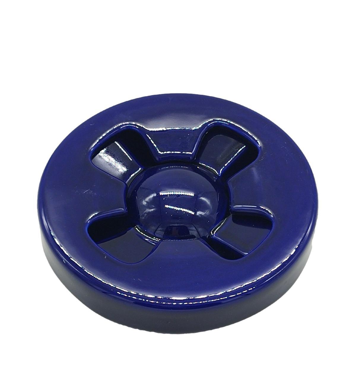 Iconic 1970s dark blue ceramic ashtray designed by Mangiarotti for F.lli Brambilla.