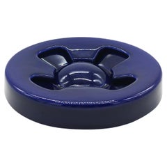 Angelo Mangiarotti for Fratelli Brambilla Blue Ceramic Ashtray, Italy 1970s