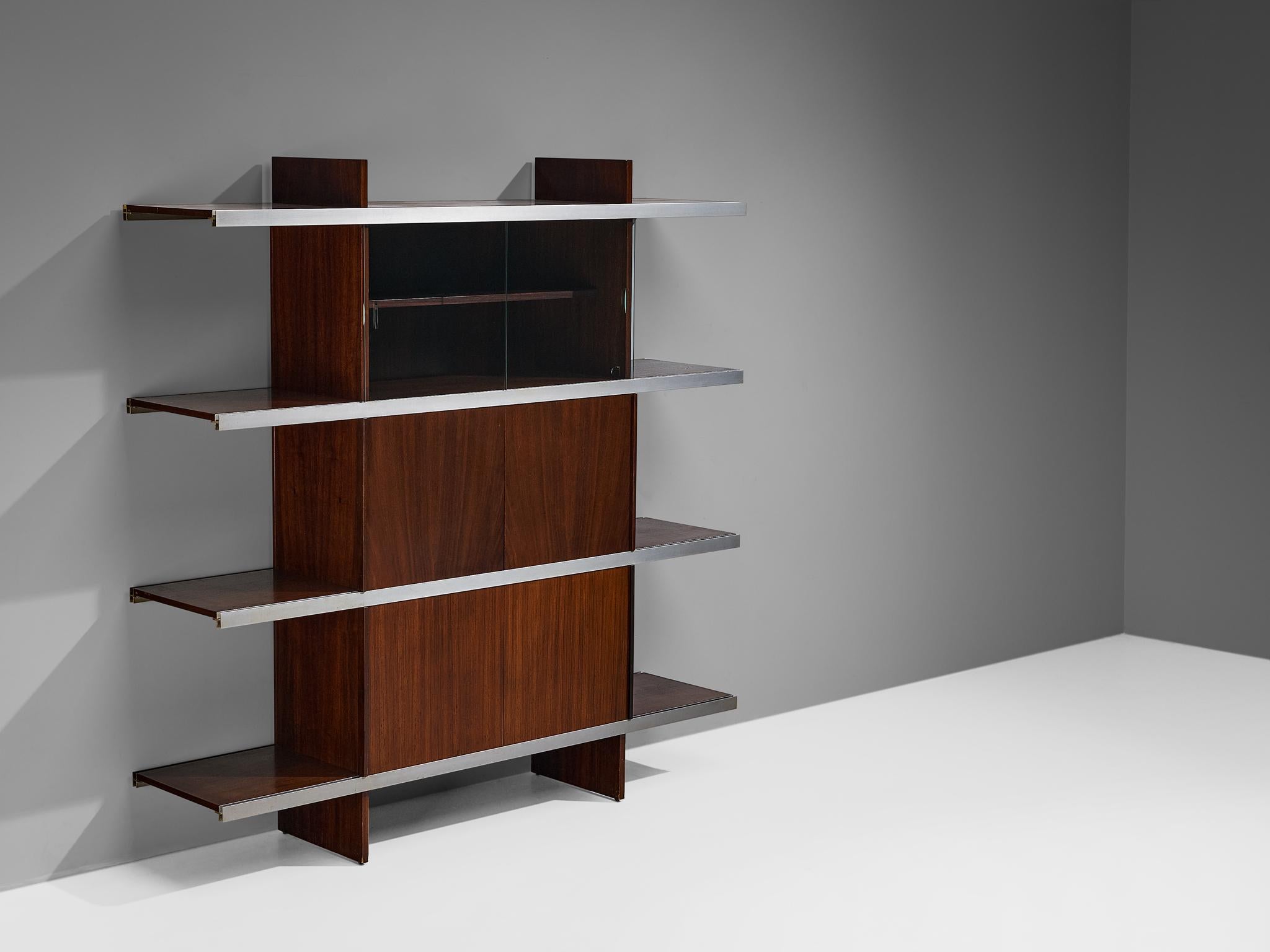 Mid-Century Modern Angelo Mangiarotti for Poltronova 'Multiuse' Cabinet in Wood and Aluminium For Sale