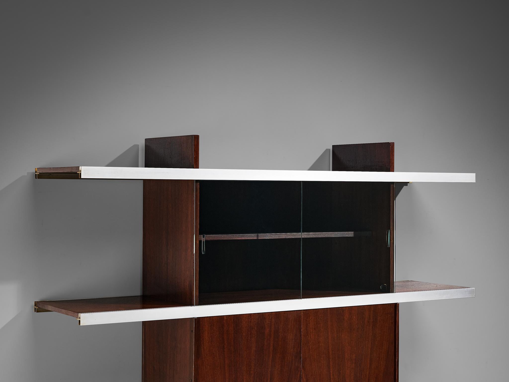 Angelo Mangiarotti for Poltronova 'Multiuse' Cabinet in Wood and Aluminium In Good Condition For Sale In Waalwijk, NL
