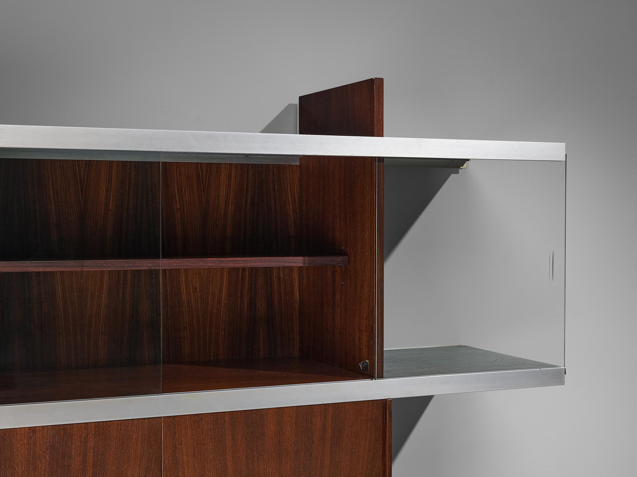 Mid-20th Century Angelo Mangiarotti for Poltronova 'Multiuse' Cabinet in Wood and Aluminium For Sale