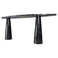 Retro Angelo Mangiarotti for Skipper Black Marquina Marble "Eros" Console, Italy 1970s