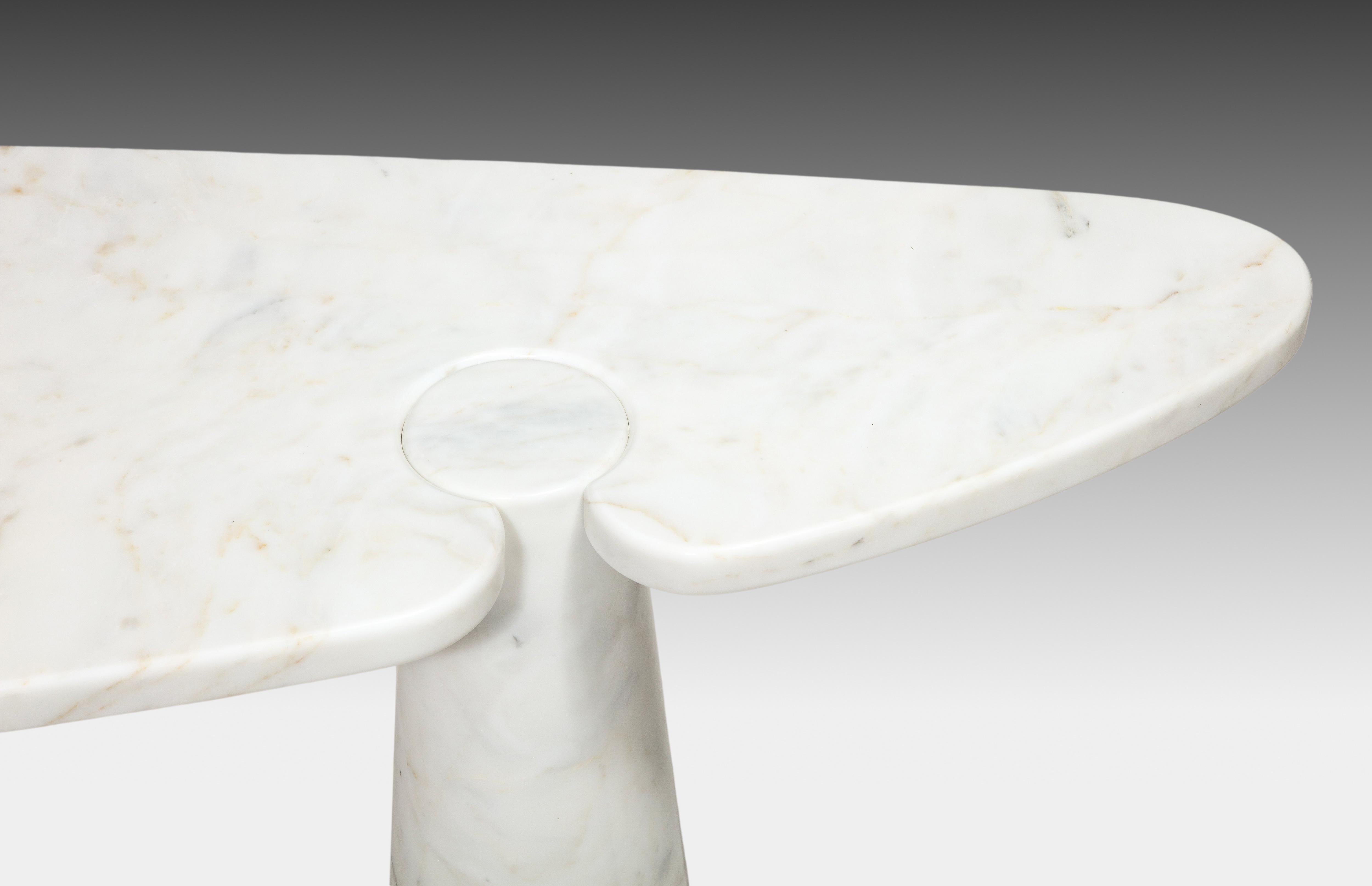 Late 20th Century Angelo Mangiarotti Eros Series Carrara Marble Console Table, Skipper Label For Sale