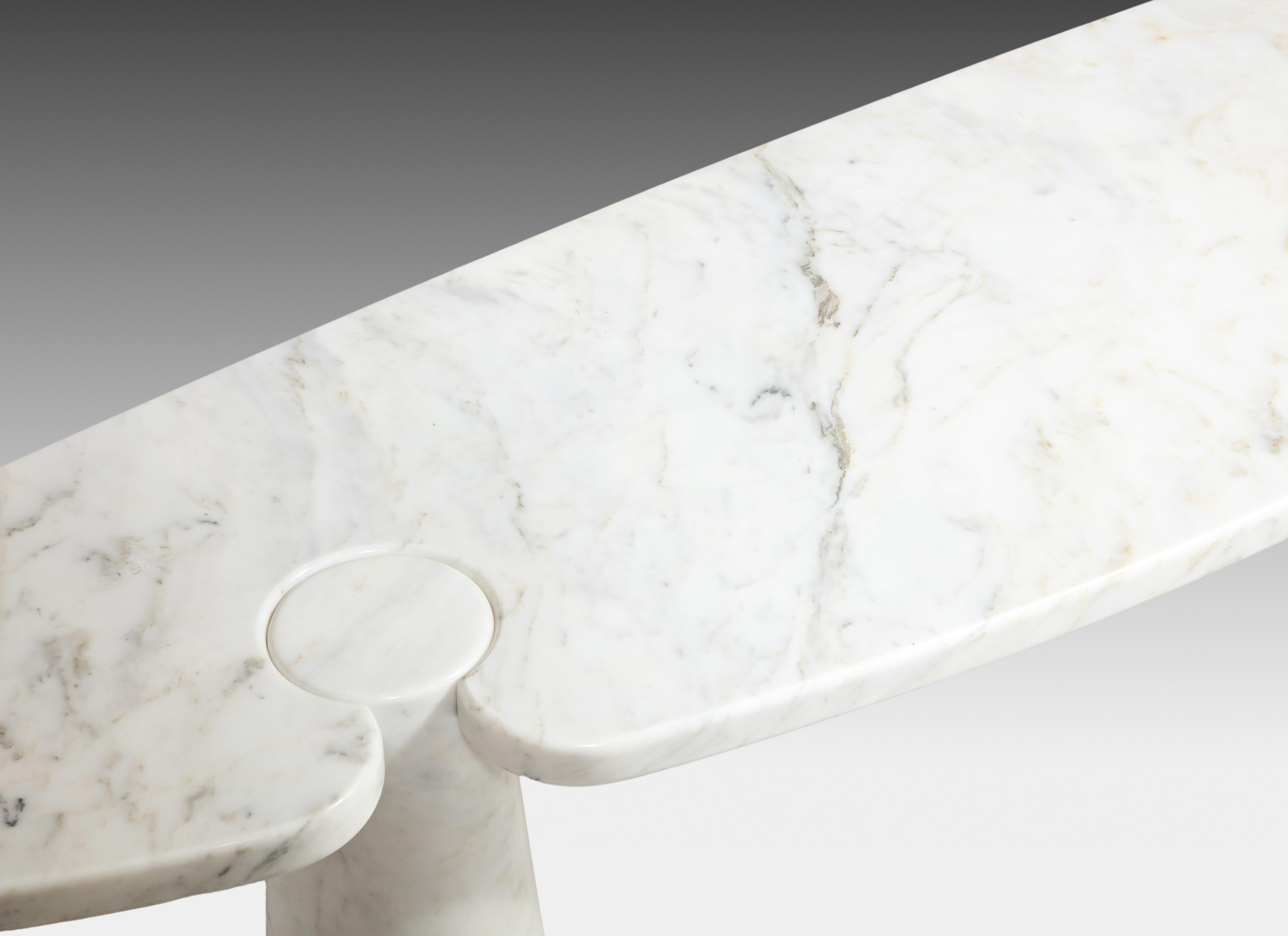 Angelo Mangiarotti Eros Series Carrara Marble Console Table, Skipper Label For Sale 2