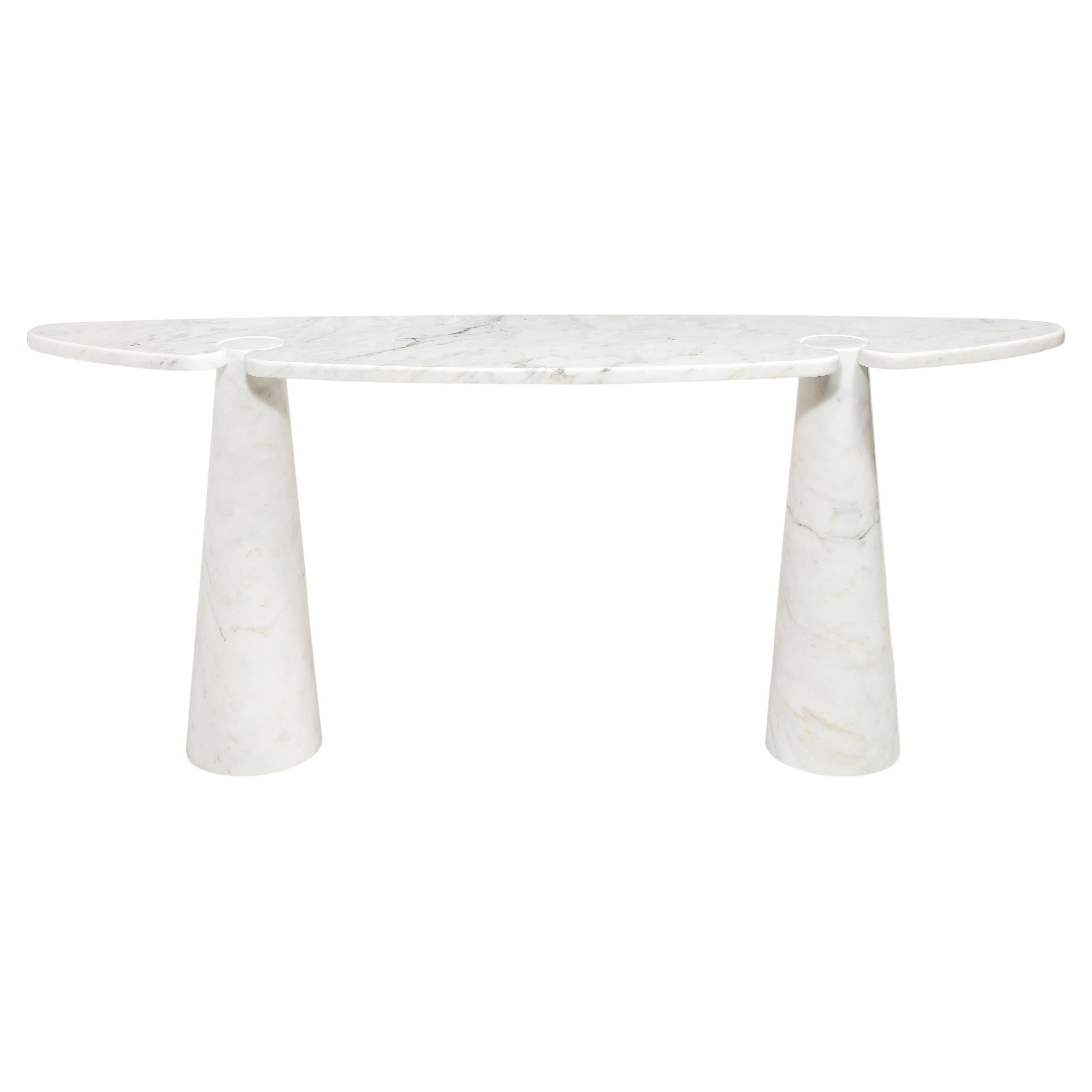 Angelo Mangiarotti Eros Series Carrara Marble Console Table, Skipper Label For Sale