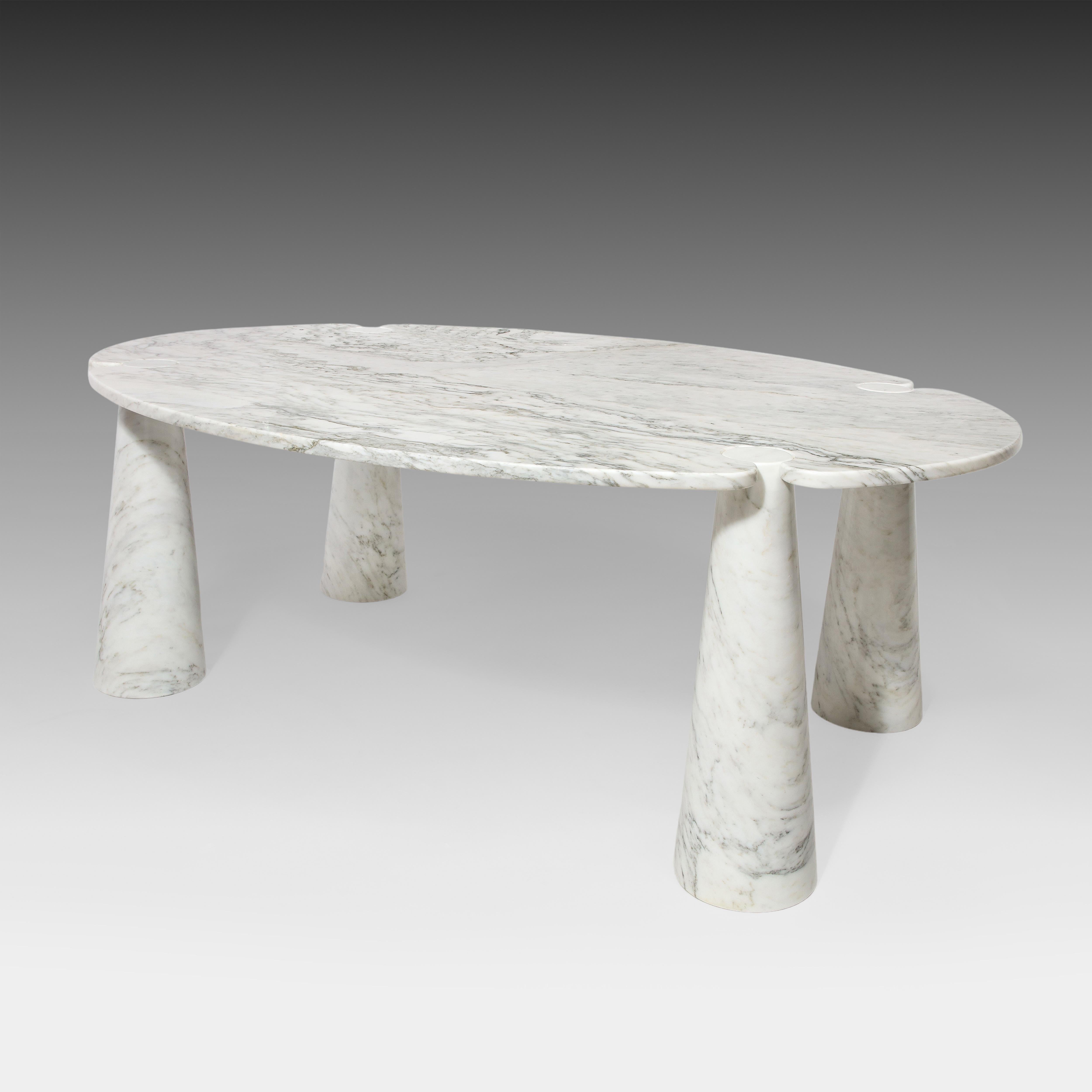 Mid-Century Modern Angelo Mangiarotti for Skipper Carrara Marble Dining Table from Eros Series 1971 For Sale