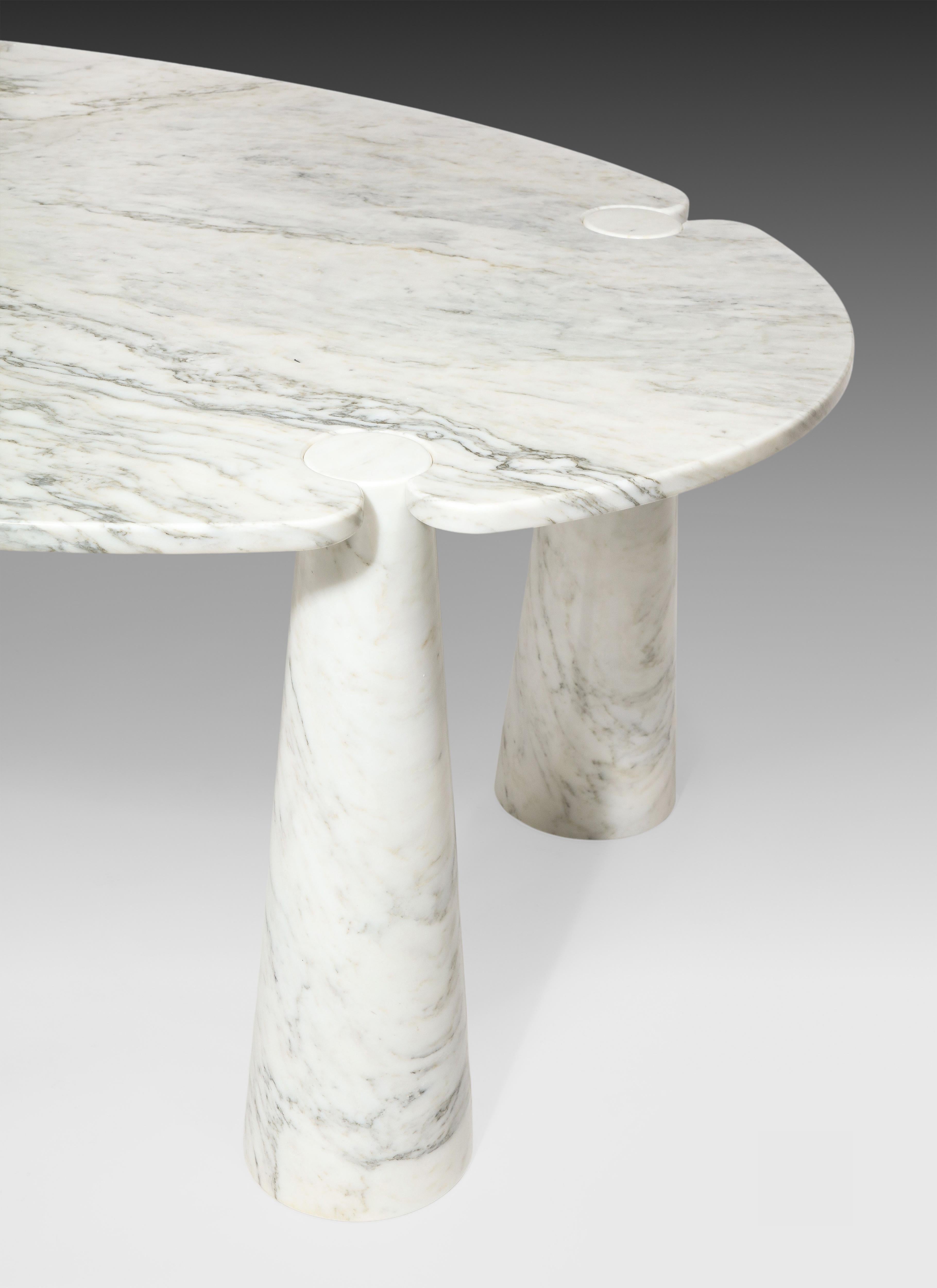 Polished Angelo Mangiarotti for Skipper Carrara Marble Dining Table from Eros Series 1971 For Sale