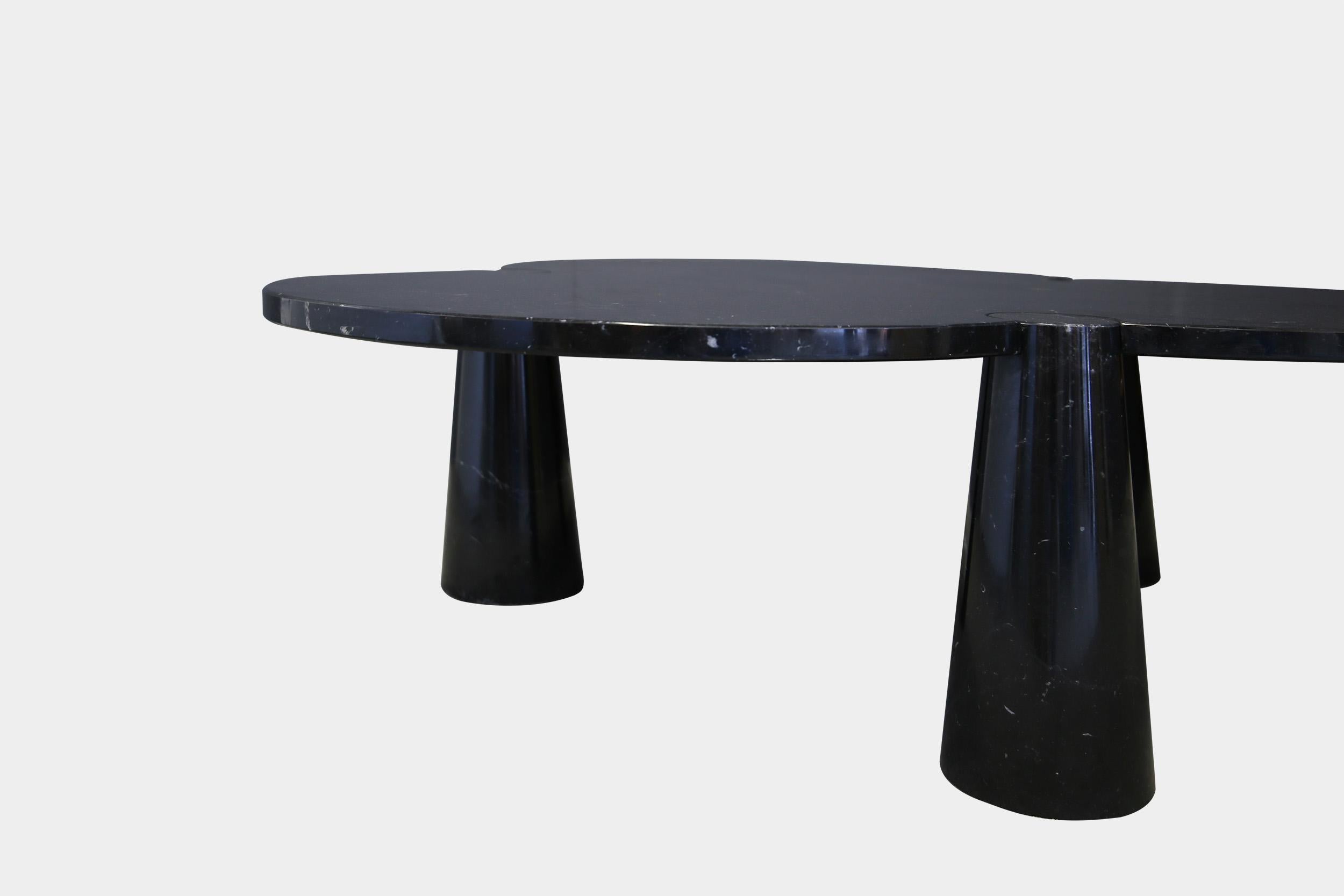 Polished Angelo Mangiarotti Rare Black Marquina Marble Coffee Table