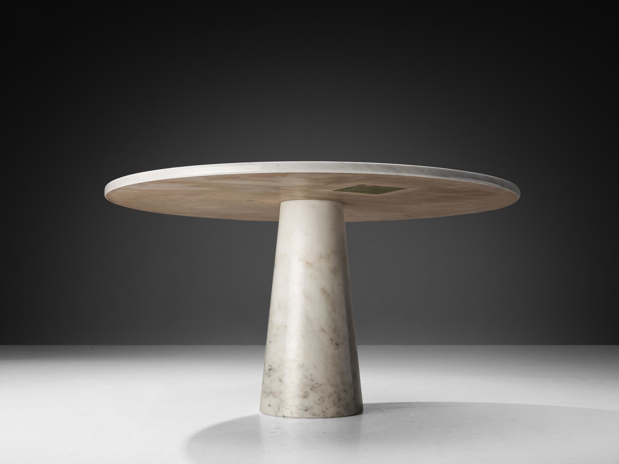 Postmoderne Angelo Mangiarotti pour Skipper Table de salle à manger 'Eros' en marbre de Carrare en vente