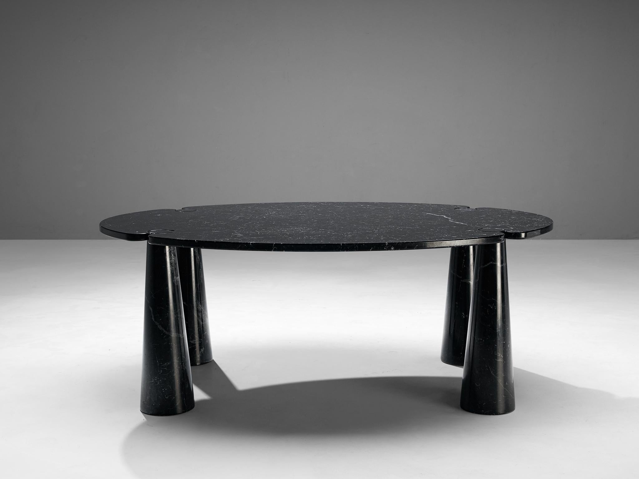 Postmoderne Table de salle à manger Angelo Mangiarotti pour Skipper 'Eros' en marbre Marquina en vente