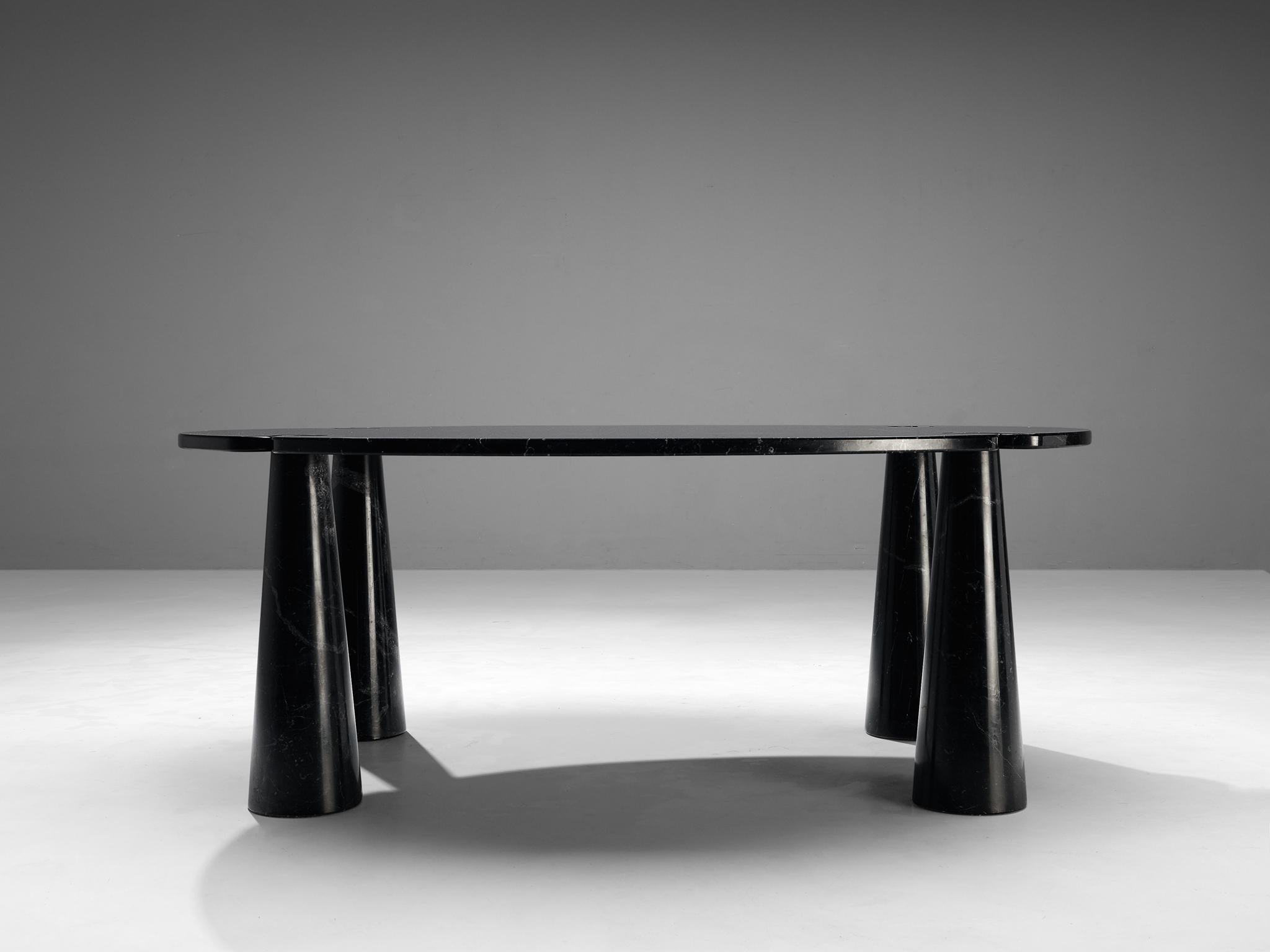 Marbre Table de salle à manger Angelo Mangiarotti pour Skipper 'Eros' en marbre Marquina en vente