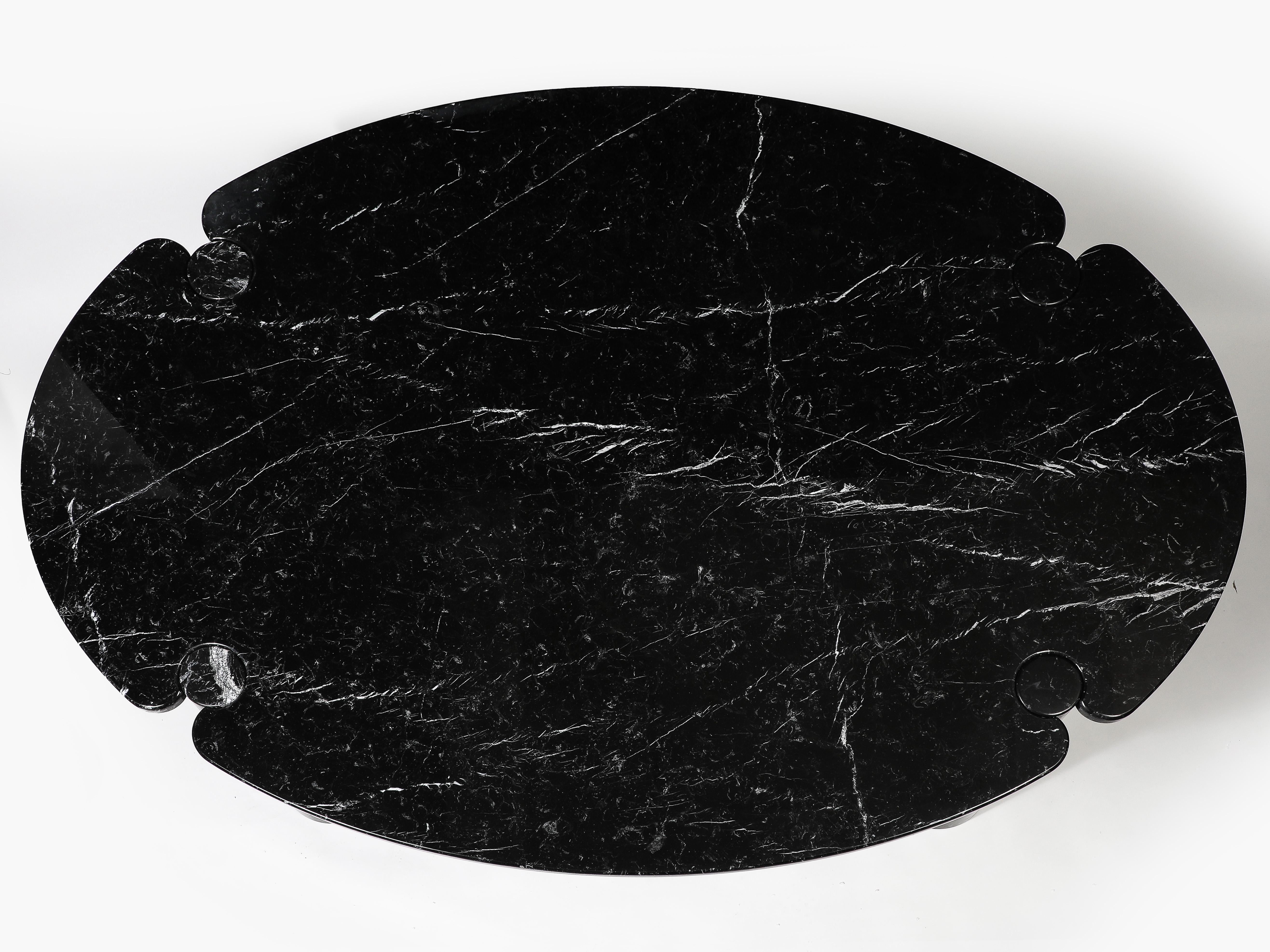 Angelo Mangiarotti Seltener Eros Oval Marquina Esstisch aus schwarzem Marquina-Marmor 1971 im Angebot 3