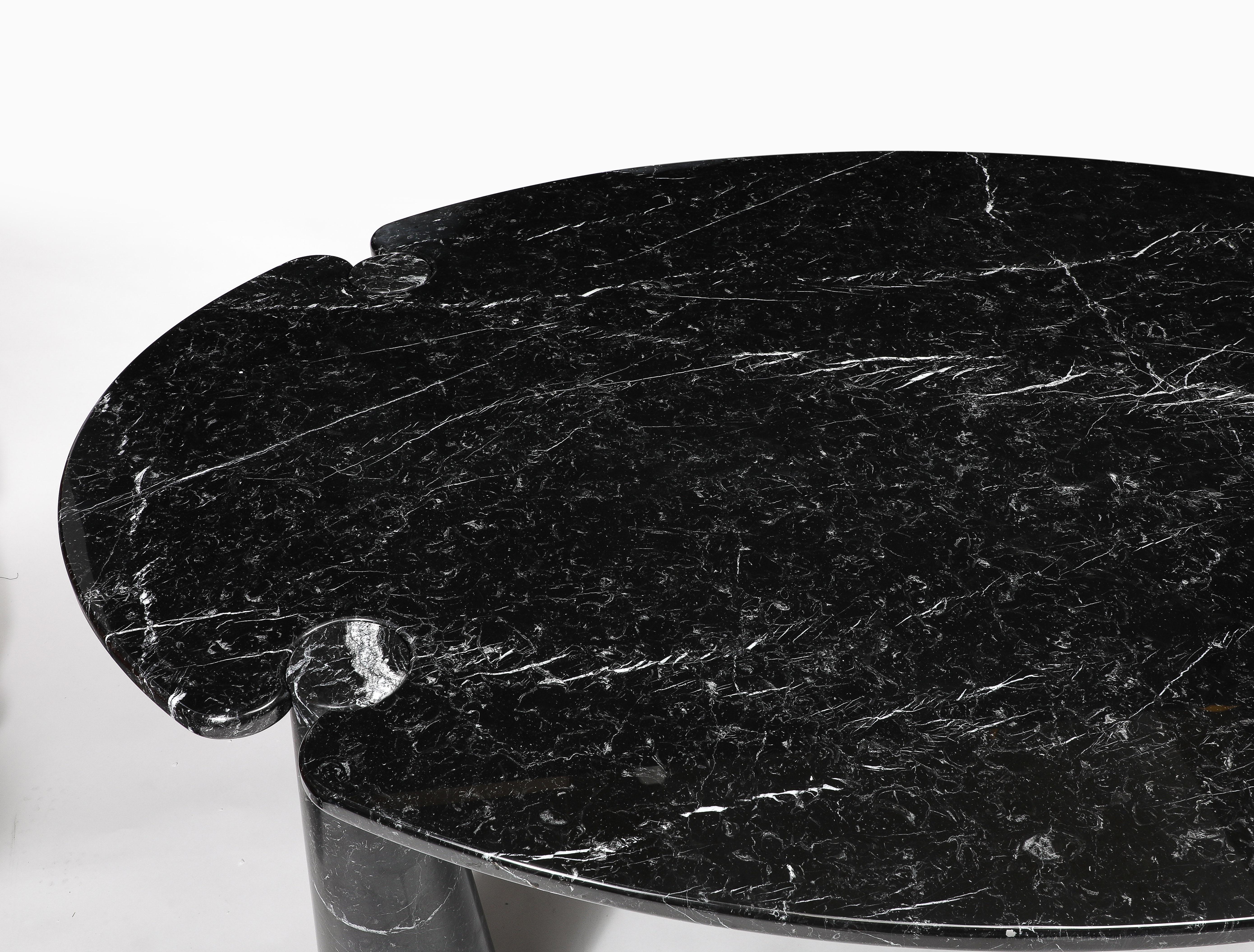 Angelo Mangiarotti Seltener Eros Oval Marquina Esstisch aus schwarzem Marquina-Marmor 1971 (Moderne der Mitte des Jahrhunderts) im Angebot