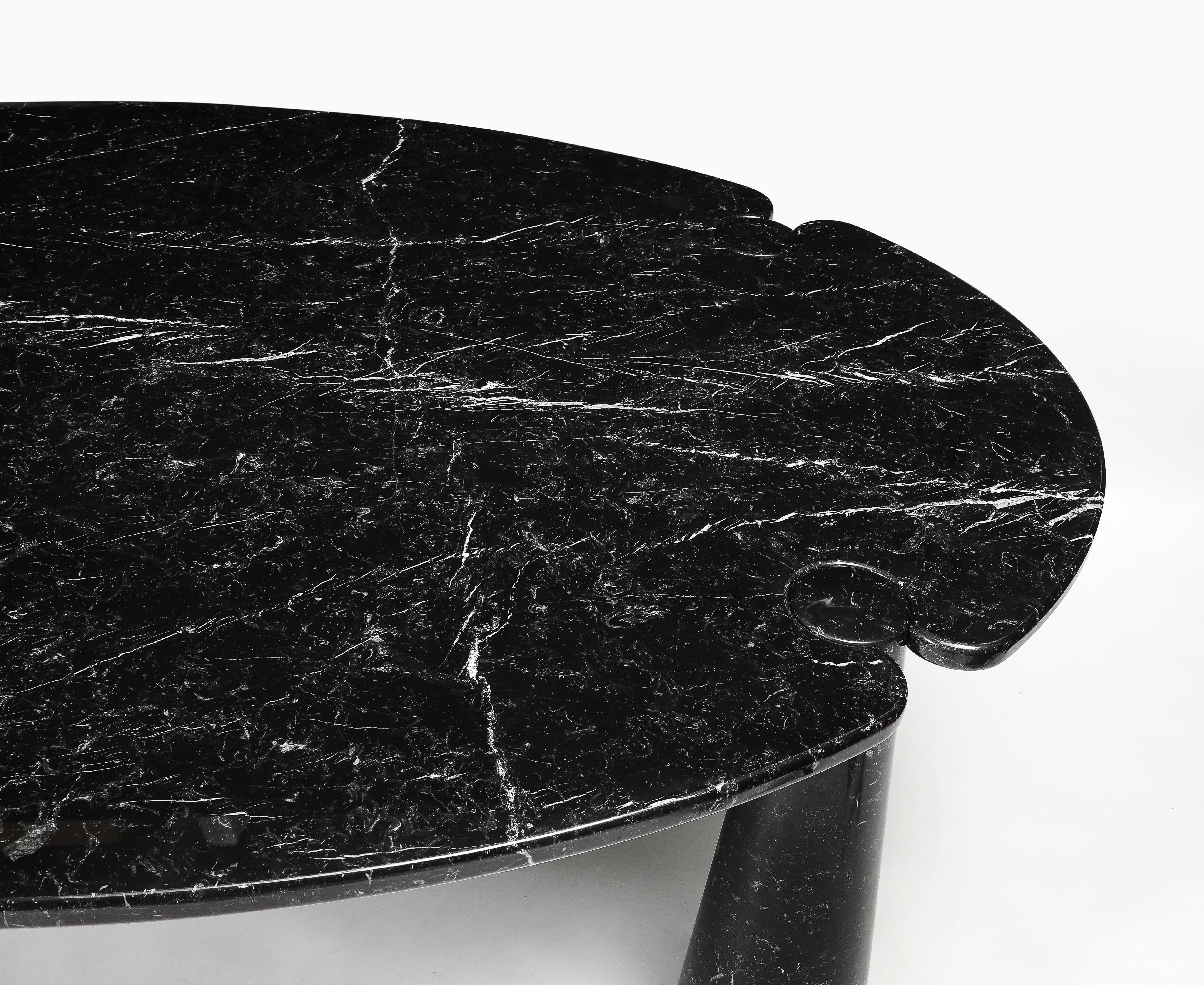 Angelo Mangiarotti Seltener Eros Oval Marquina Esstisch aus schwarzem Marquina-Marmor 1971 (Italienisch) im Angebot