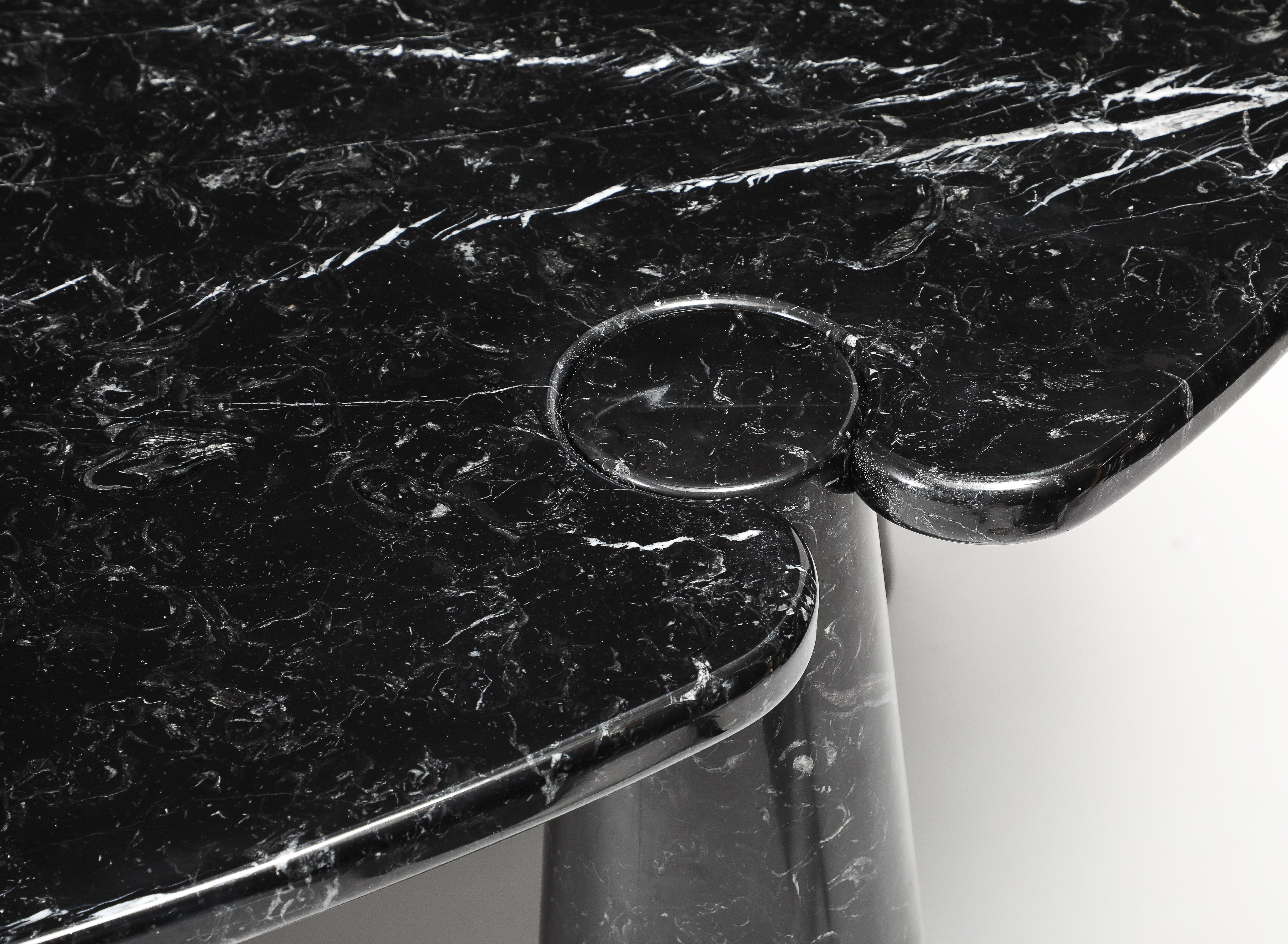 Angelo Mangiarotti Seltener Eros Oval Marquina Esstisch aus schwarzem Marquina-Marmor 1971 im Angebot 1