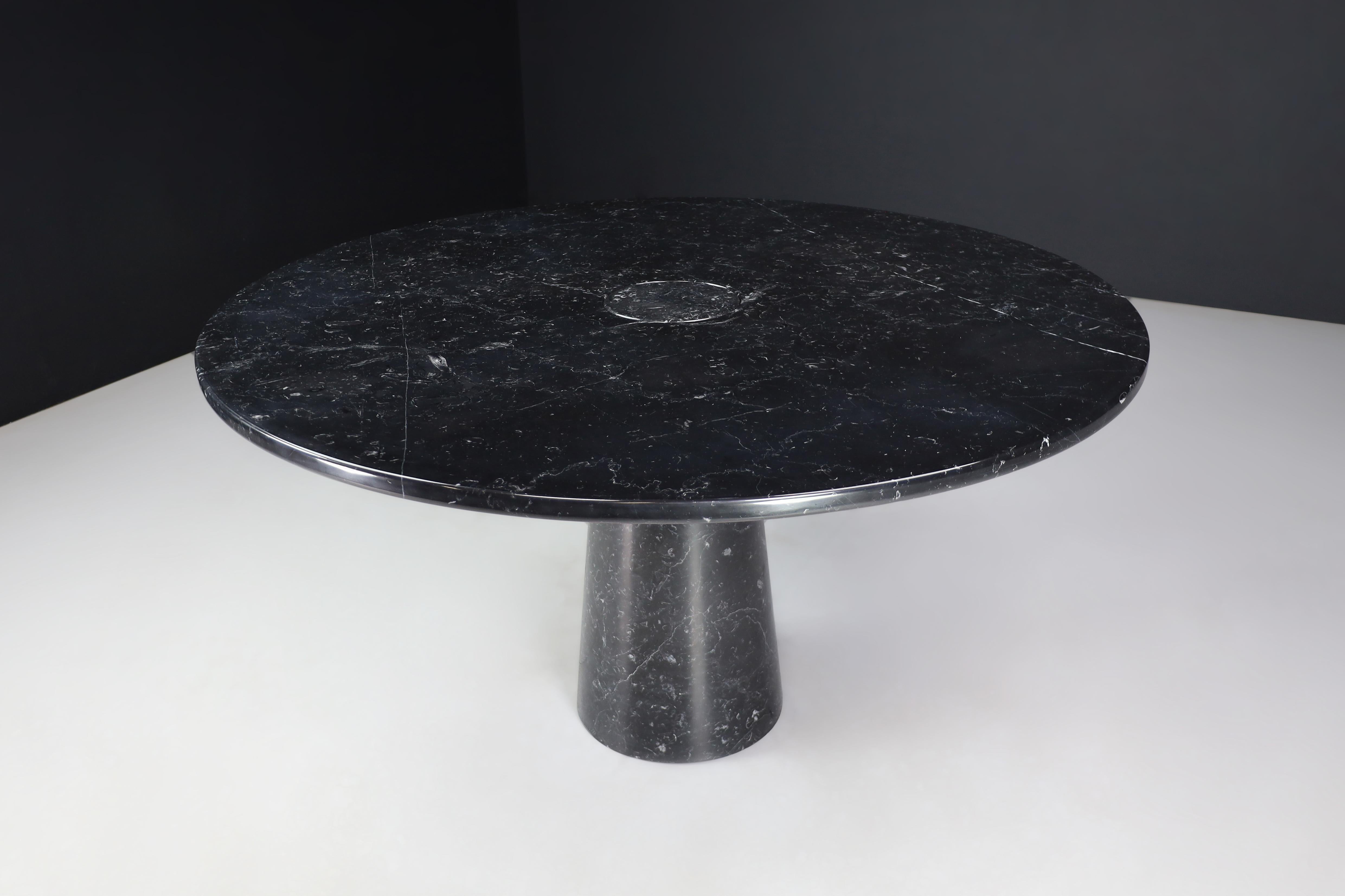Mid-Century Modern Angelo Mangiarotti for Skipper 'Eros' Round Dining Table in Marquina Marble 1970 For Sale
