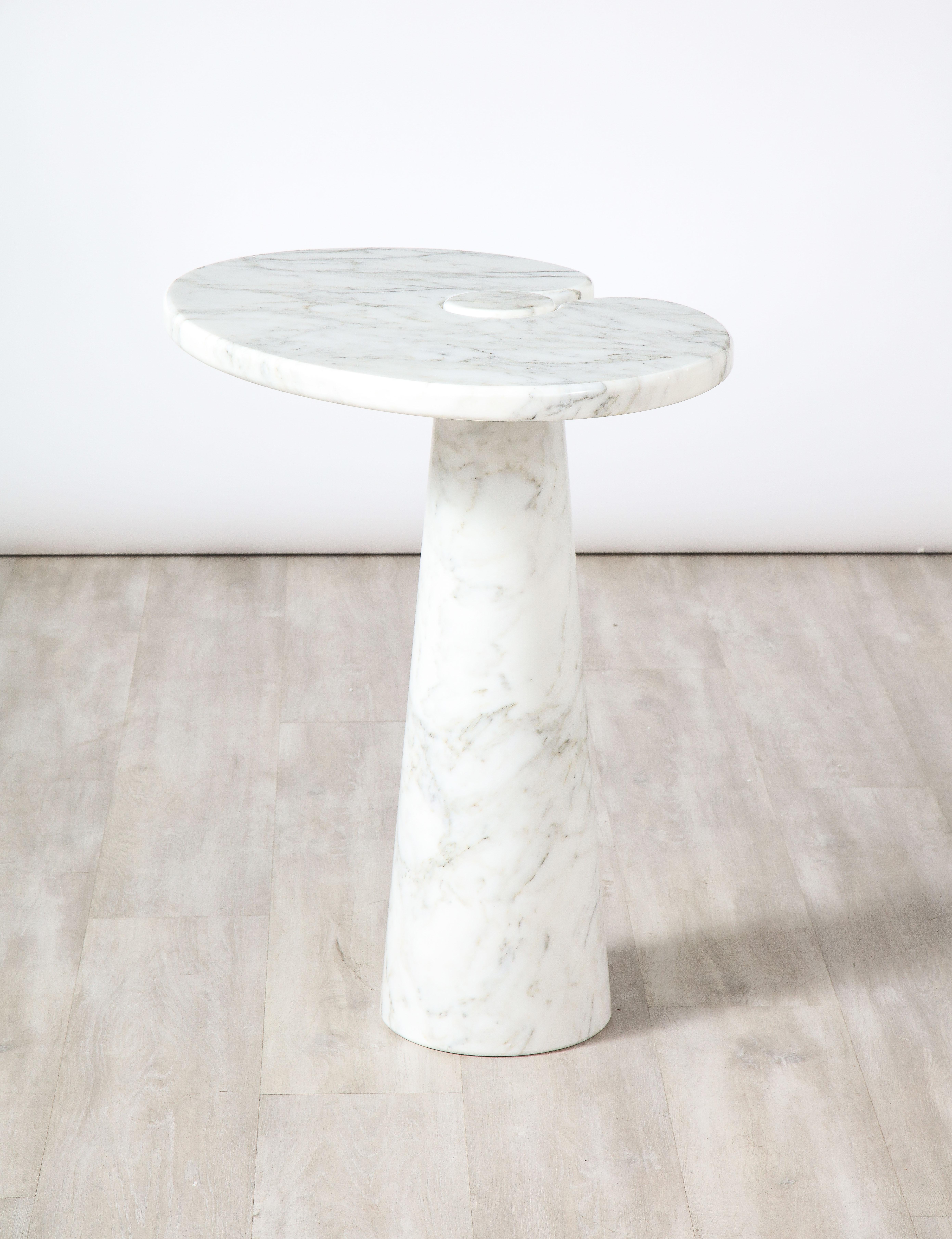 Angelo Mangiarotti for Skipper 'Eros' Series Carrara Marble Tall Side Table For Sale 4
