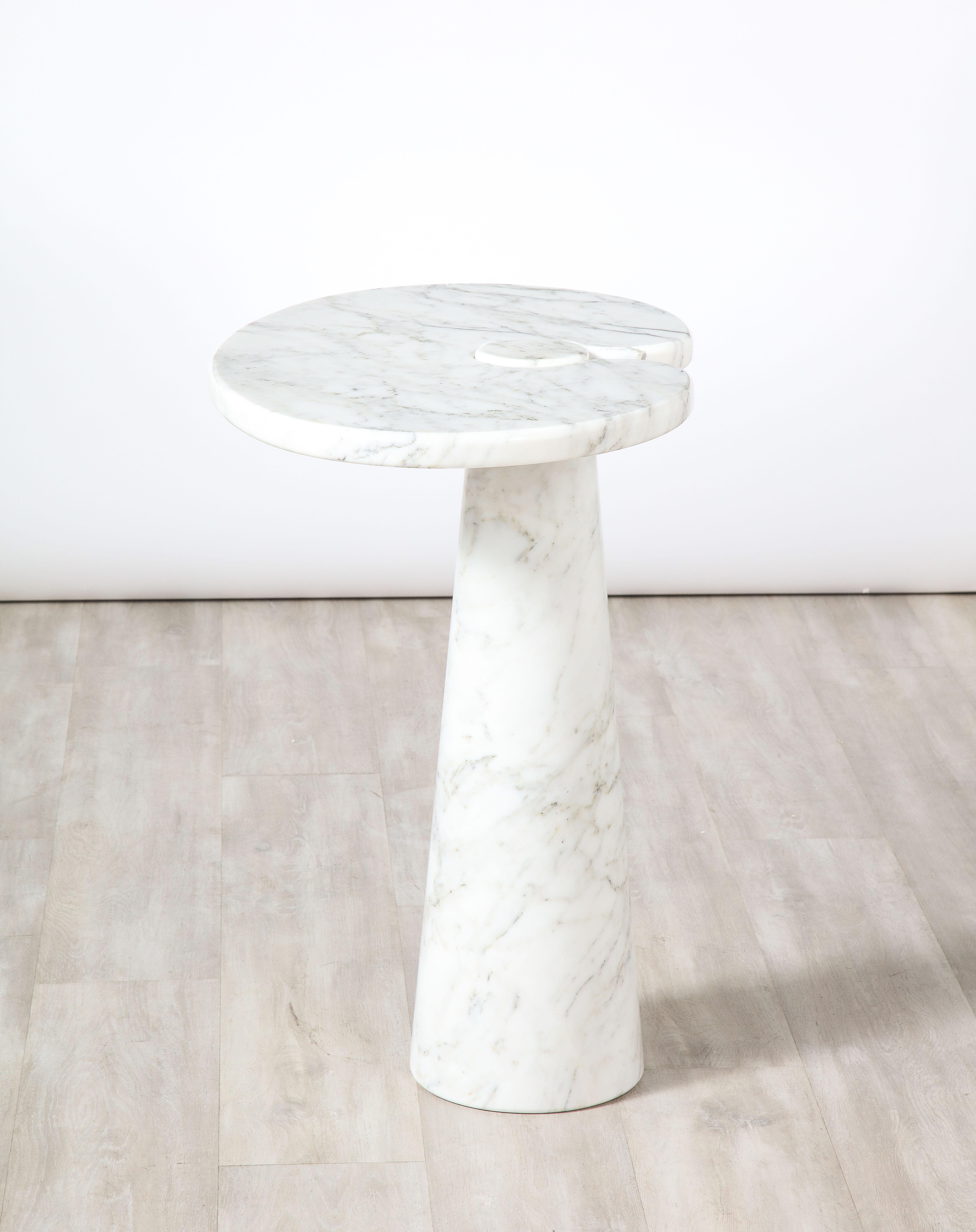 Angelo Mangiarotti for Skipper 'Eros' Series Carrara Marble Tall Side Table For Sale 5