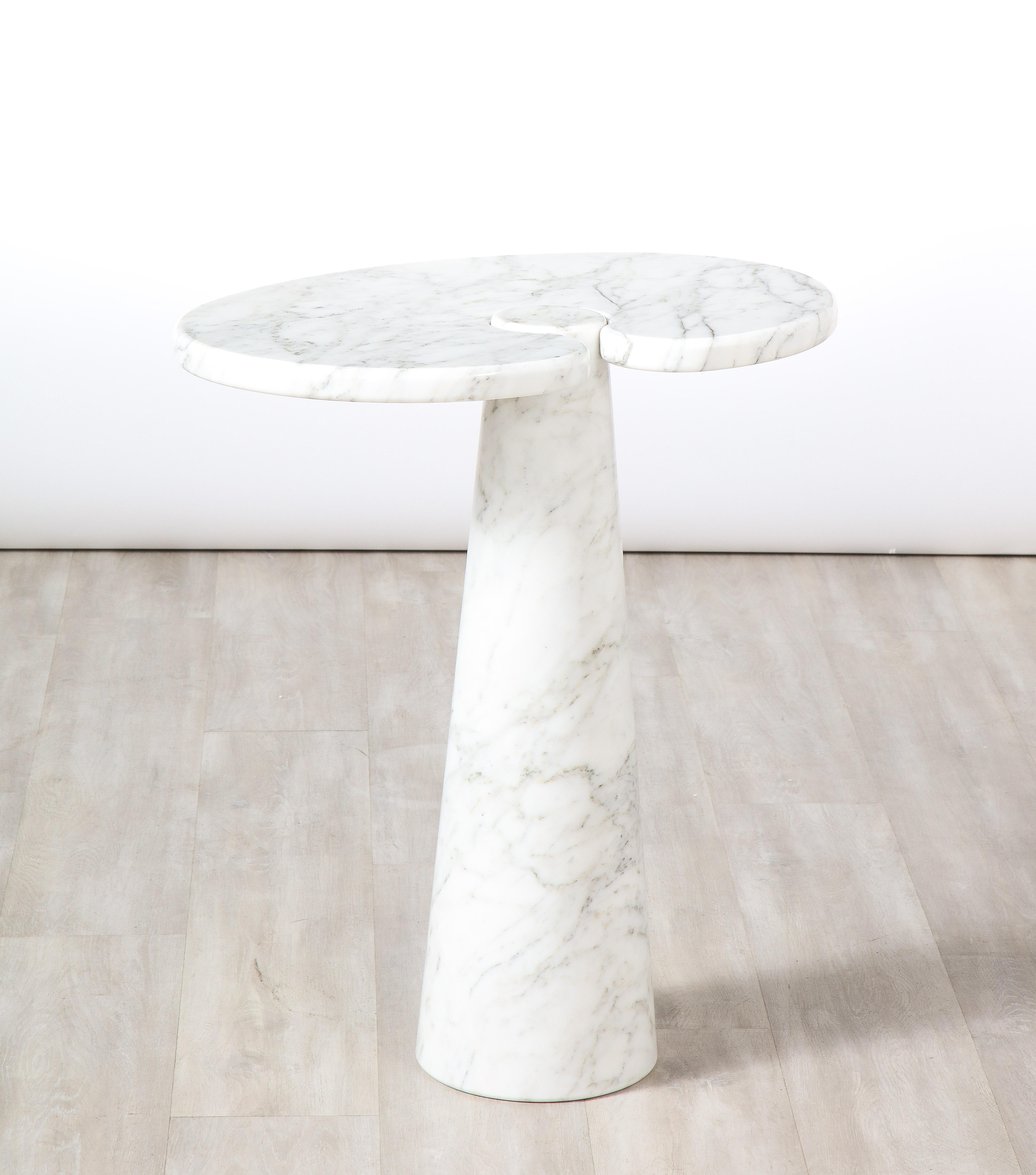 Angelo Mangiarotti for Skipper 'Eros' Series Carrara Marble Tall Side Table For Sale 6
