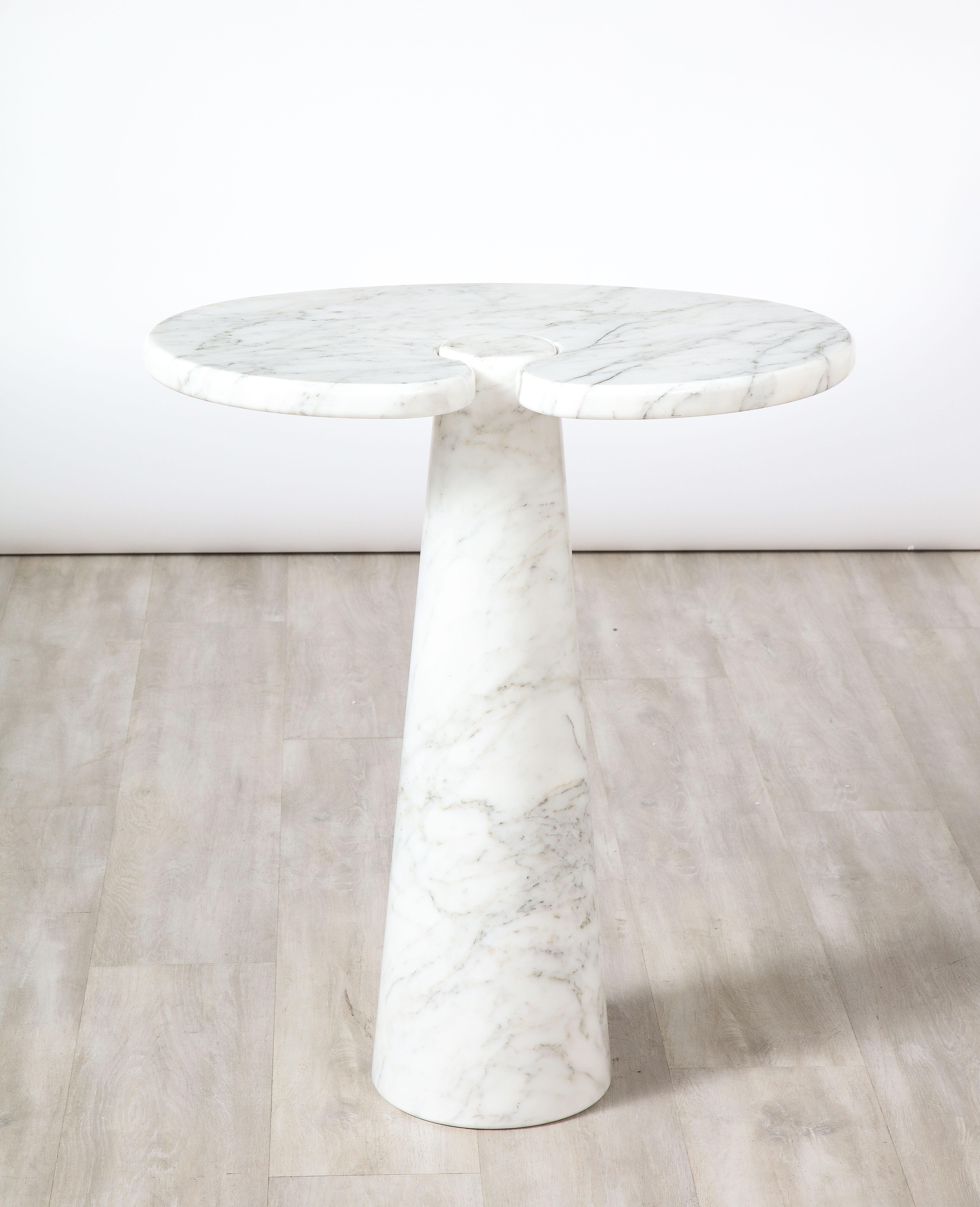 Angelo Mangiarotti for Skipper 'Eros' Series Carrara Marble Tall Side Table In Good Condition For Sale In New York, NY
