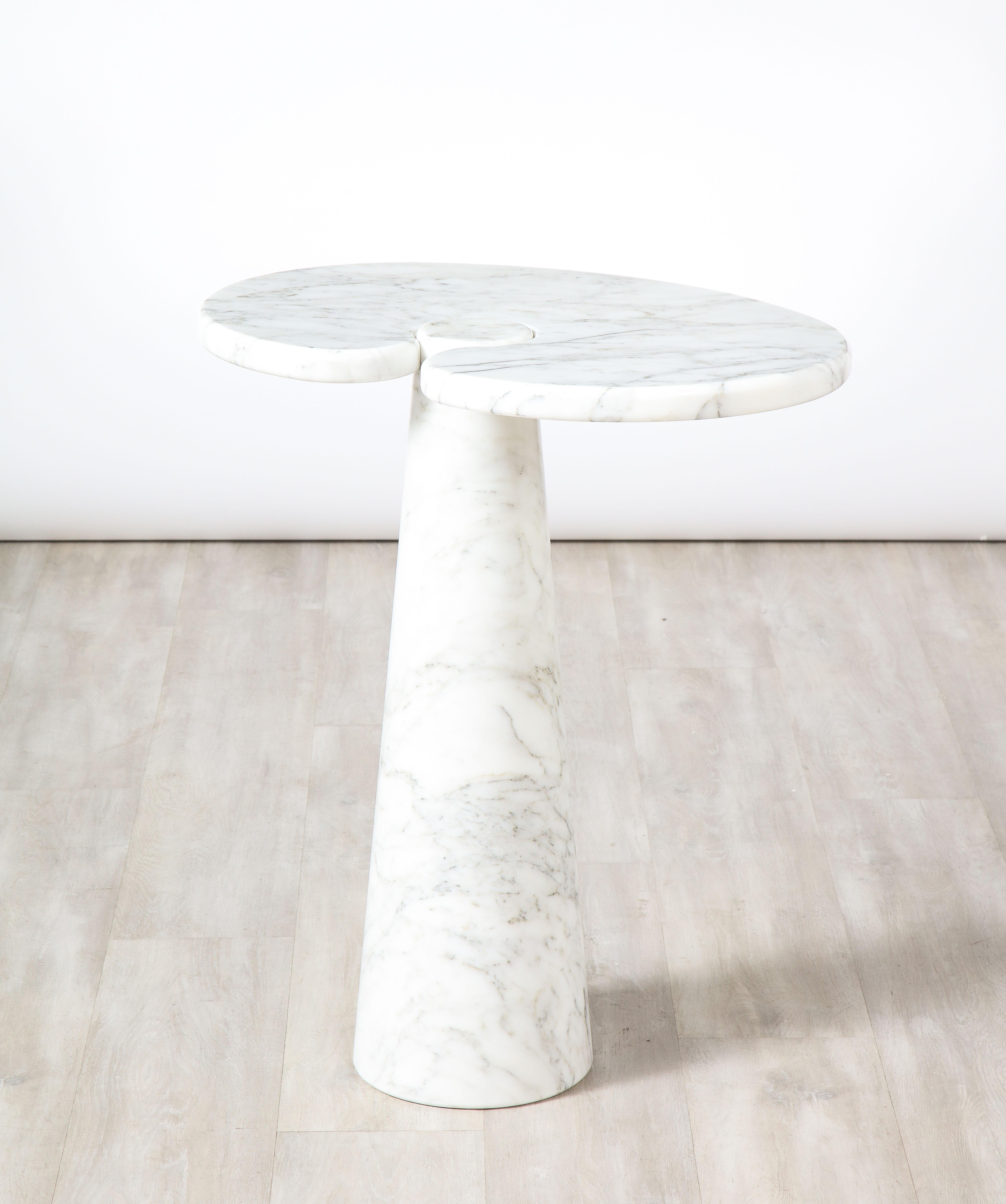 Late 20th Century Angelo Mangiarotti for Skipper 'Eros' Series Carrara Marble Tall Side Table For Sale