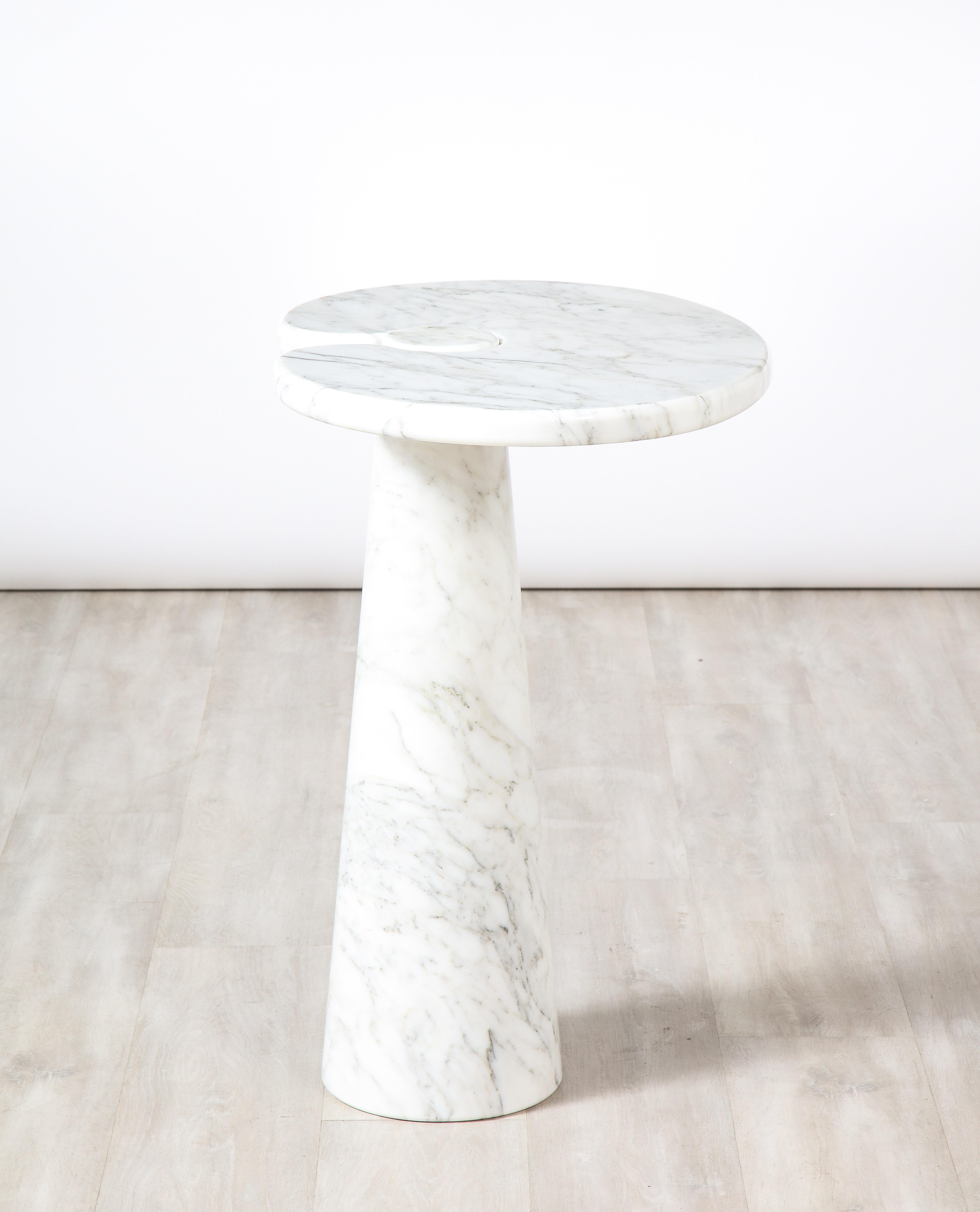 Angelo Mangiarotti for Skipper 'Eros' Series Carrara Marble Tall Side Table For Sale 1