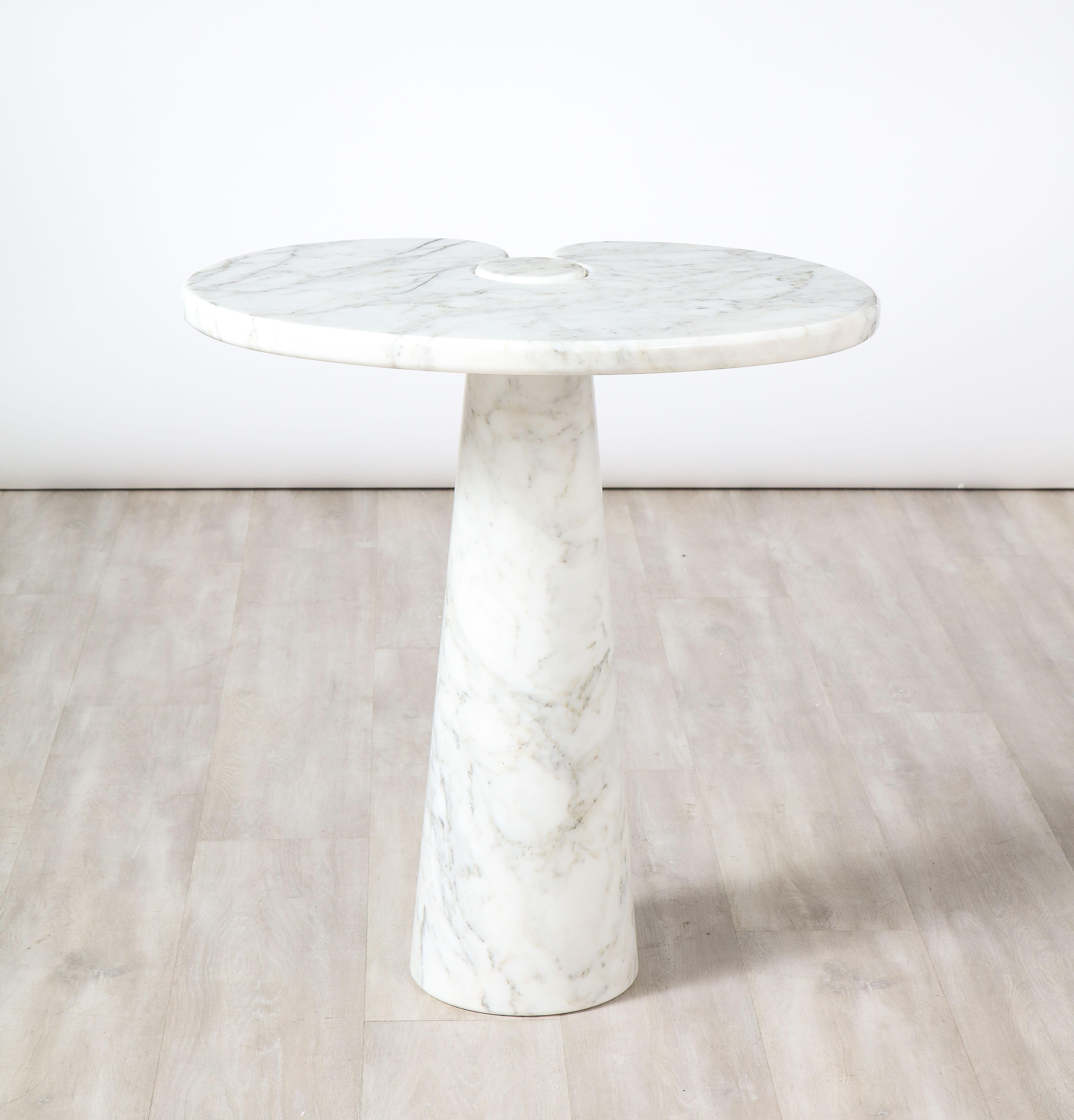 Angelo Mangiarotti for Skipper 'Eros' Series Carrara Marble Tall Side Table For Sale 2