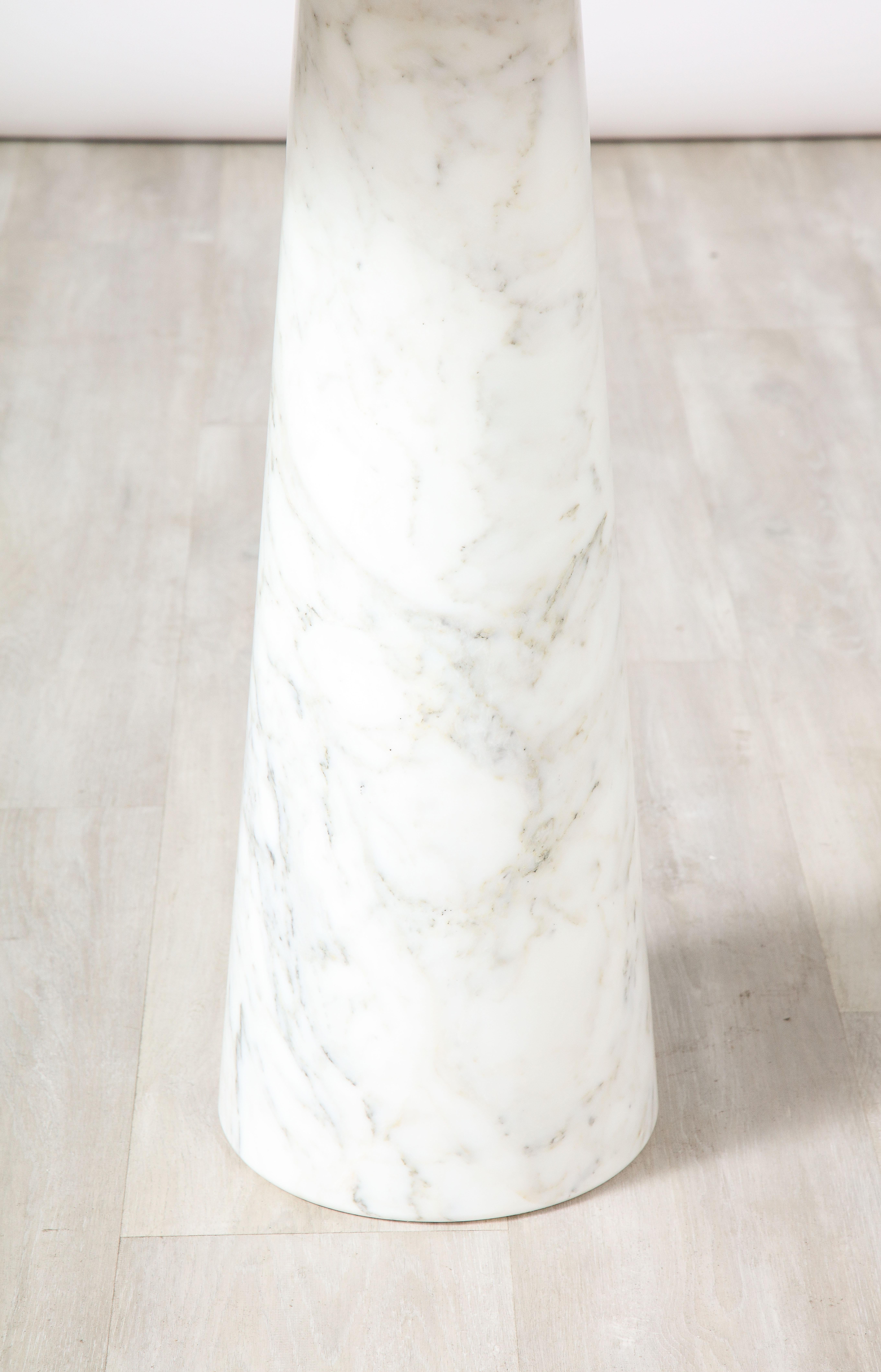 Angelo Mangiarotti for Skipper 'Eros' Series Carrara Marble Tall Side Table For Sale 3