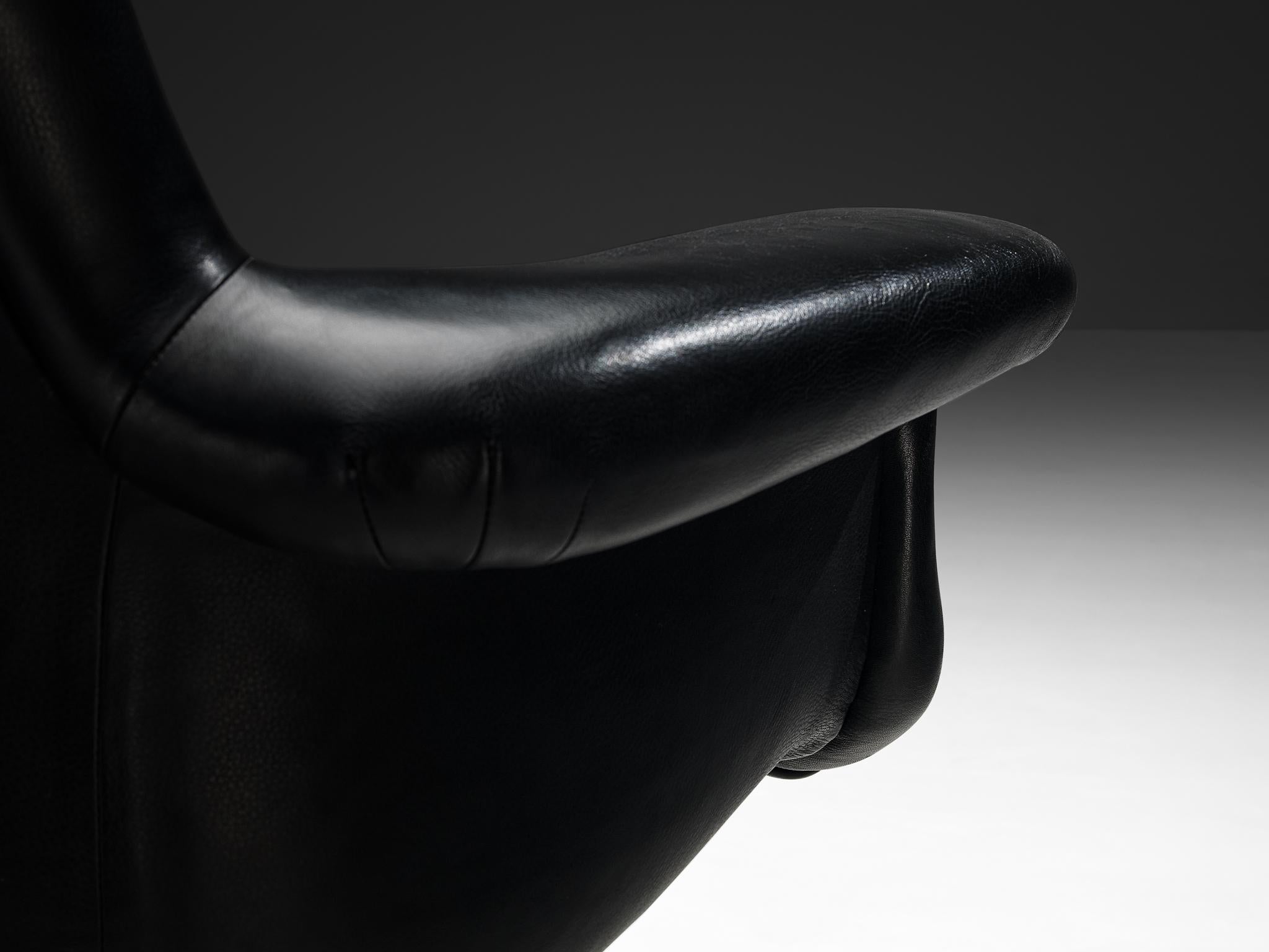 Angelo Mangiarotti for Skipper 'Executive 80' Office Chair in Black Leather For Sale 2