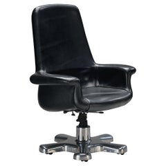 Angelo Mangiarotti para Skipper Silla de oficina "Executive 80" de piel negra