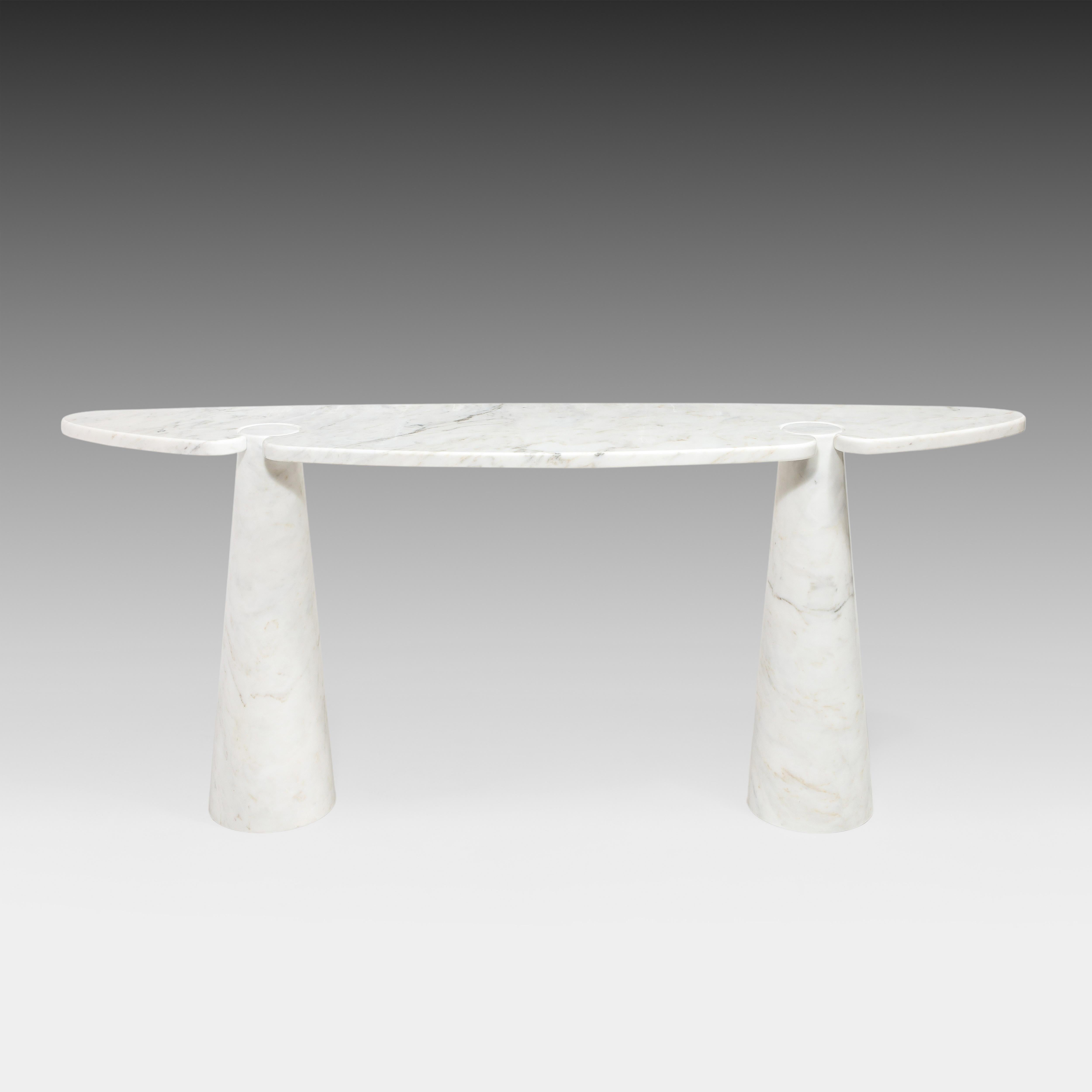 Angelo Mangiarotti Eros Series Pair of Carrara Marble Consoles, Skipper Label For Sale 5