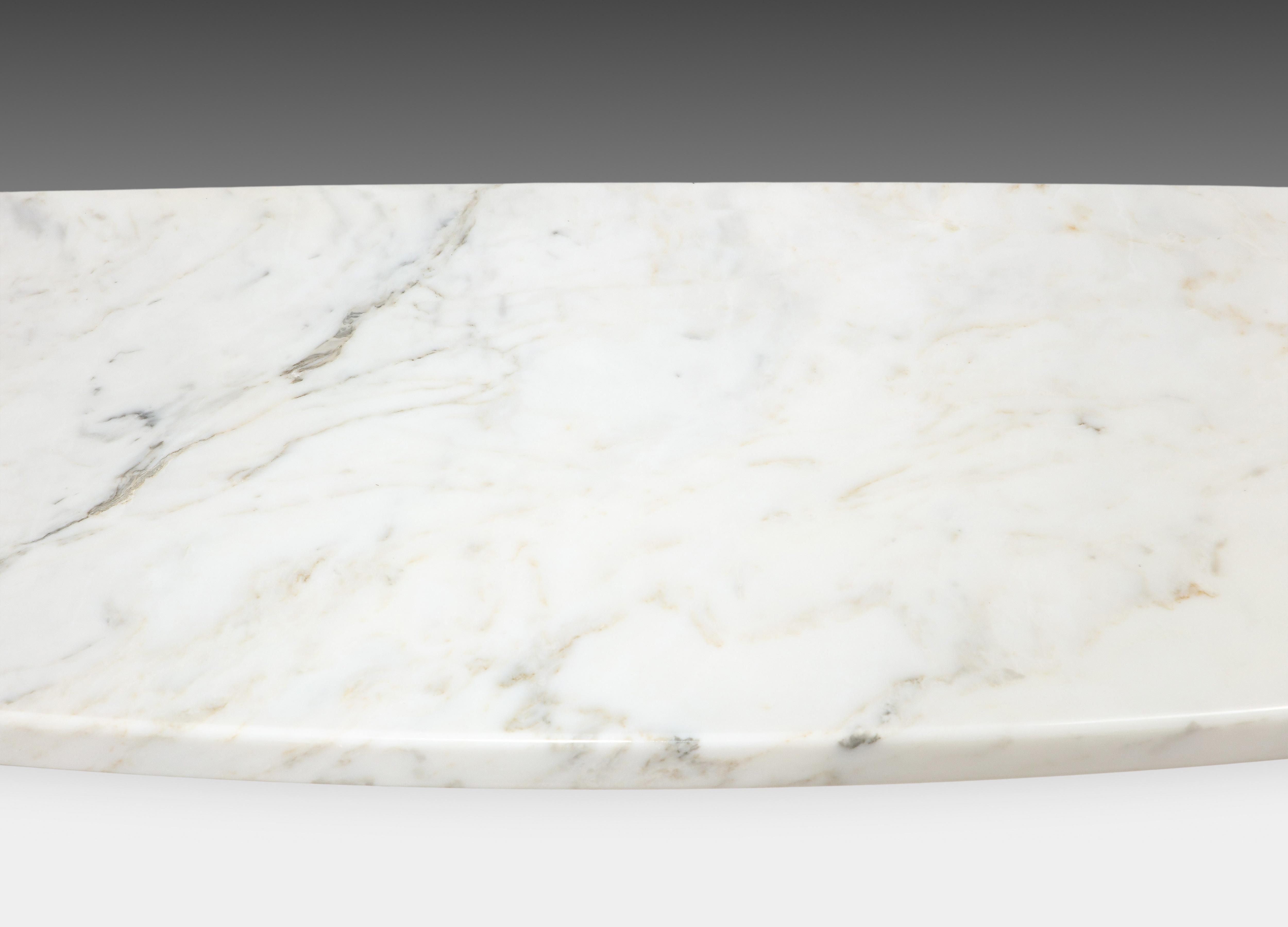 Angelo Mangiarotti Eros Series Pair of Carrara Marble Consoles, Skipper Label For Sale 12