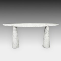 Angelo Mangiarotti Eros Series Pair of Carrara Marble Consoles, Skipper Label