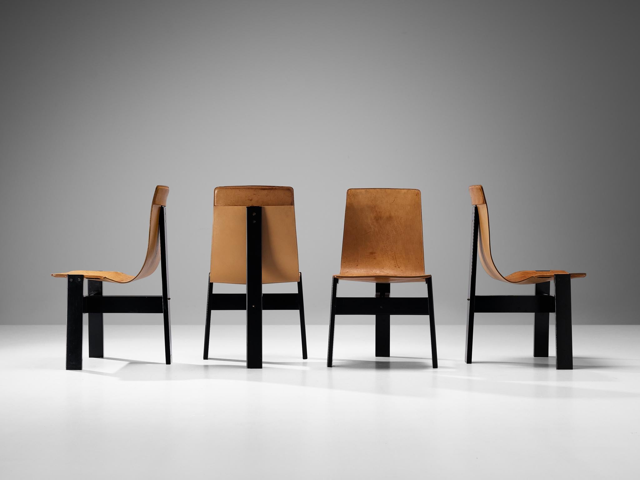 Angelo Mangiarotti for Skipper Set of Four 'Tre 3' Dining Chairs  In Good Condition In Waalwijk, NL