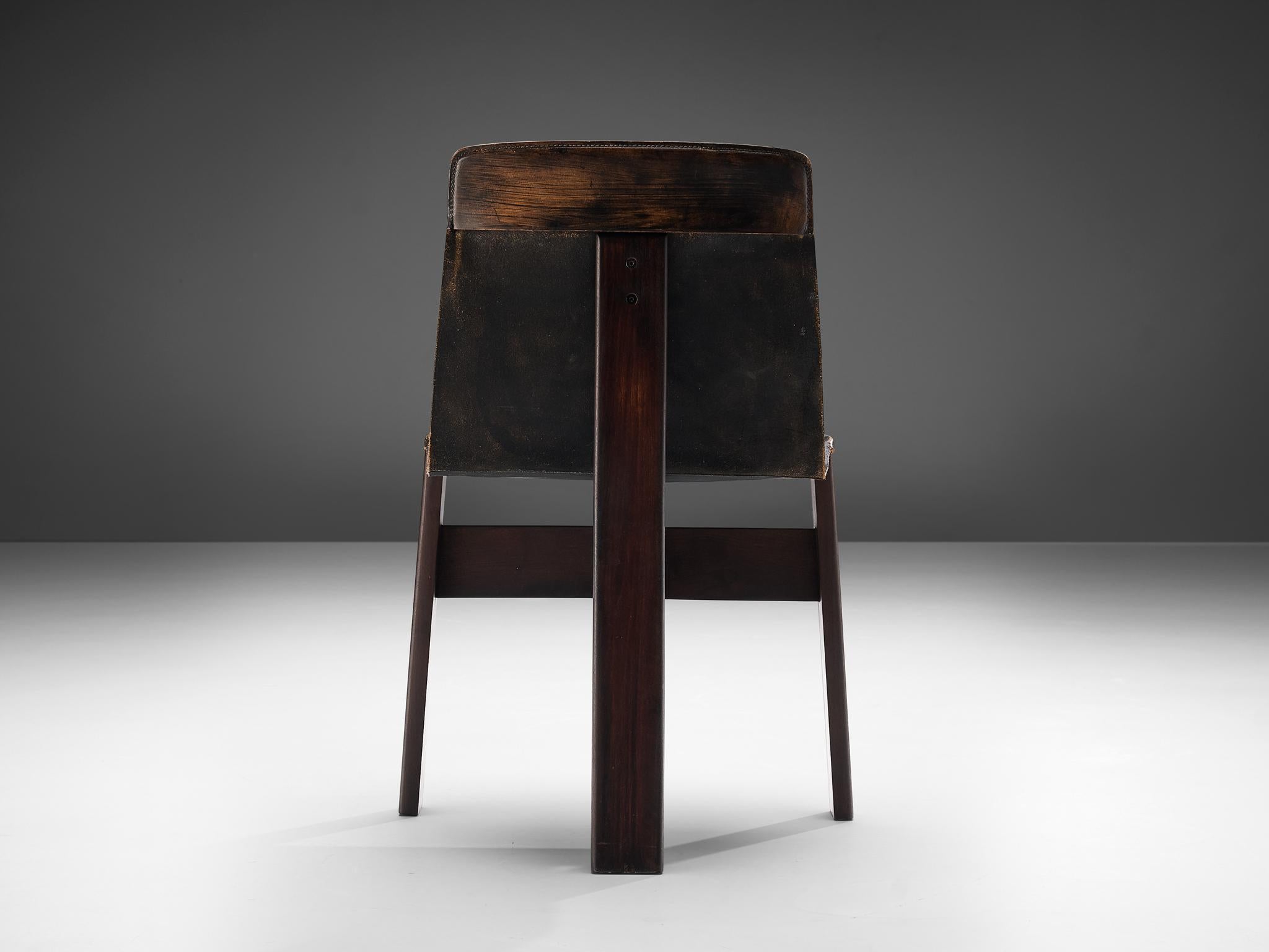 Angelo Mangiarotti for Skipper 'Tre 3' Chair in Leather In Good Condition In Waalwijk, NL