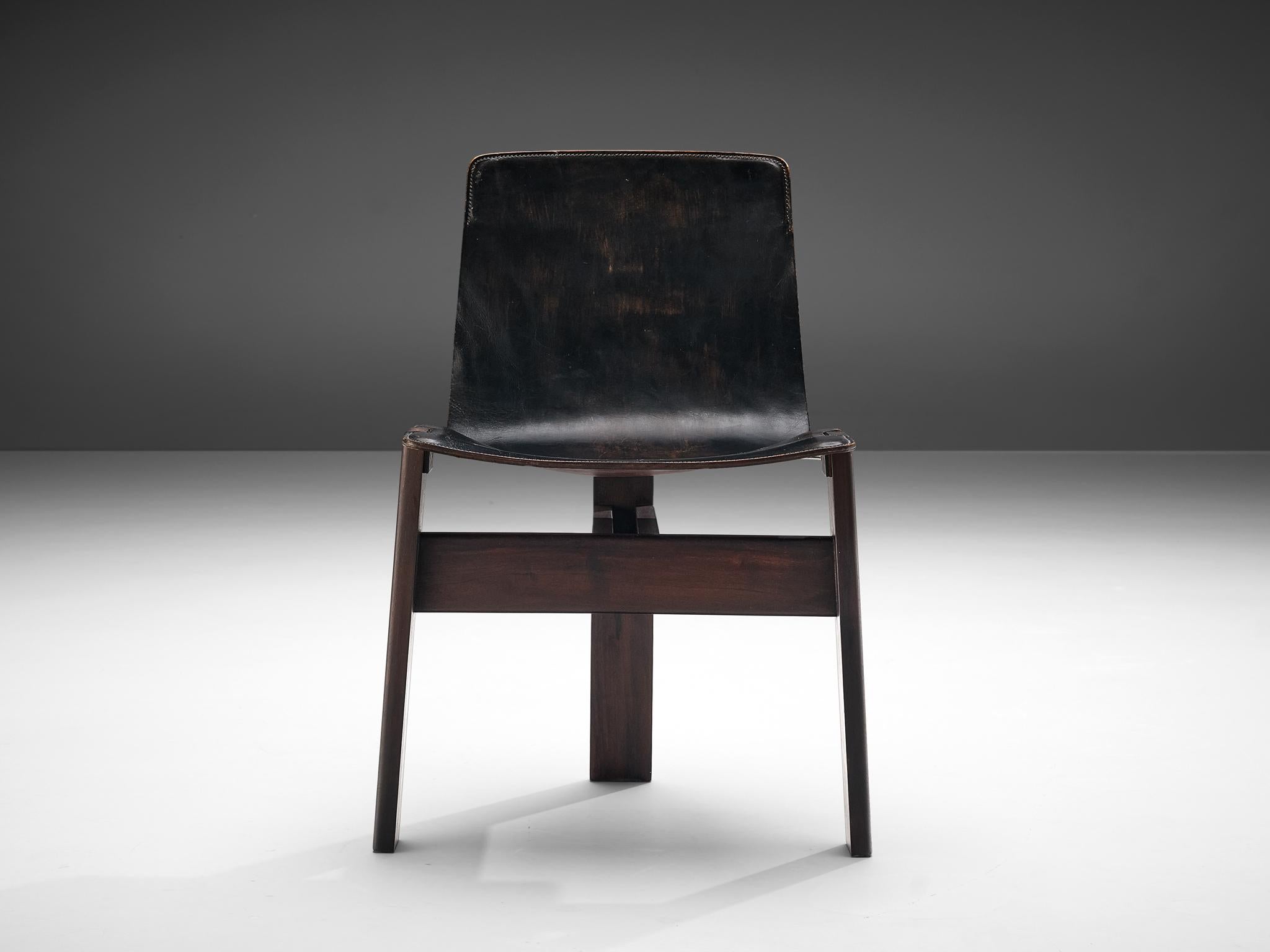 Late 20th Century Angelo Mangiarotti for Skipper 'Tre 3' Chair in Leather